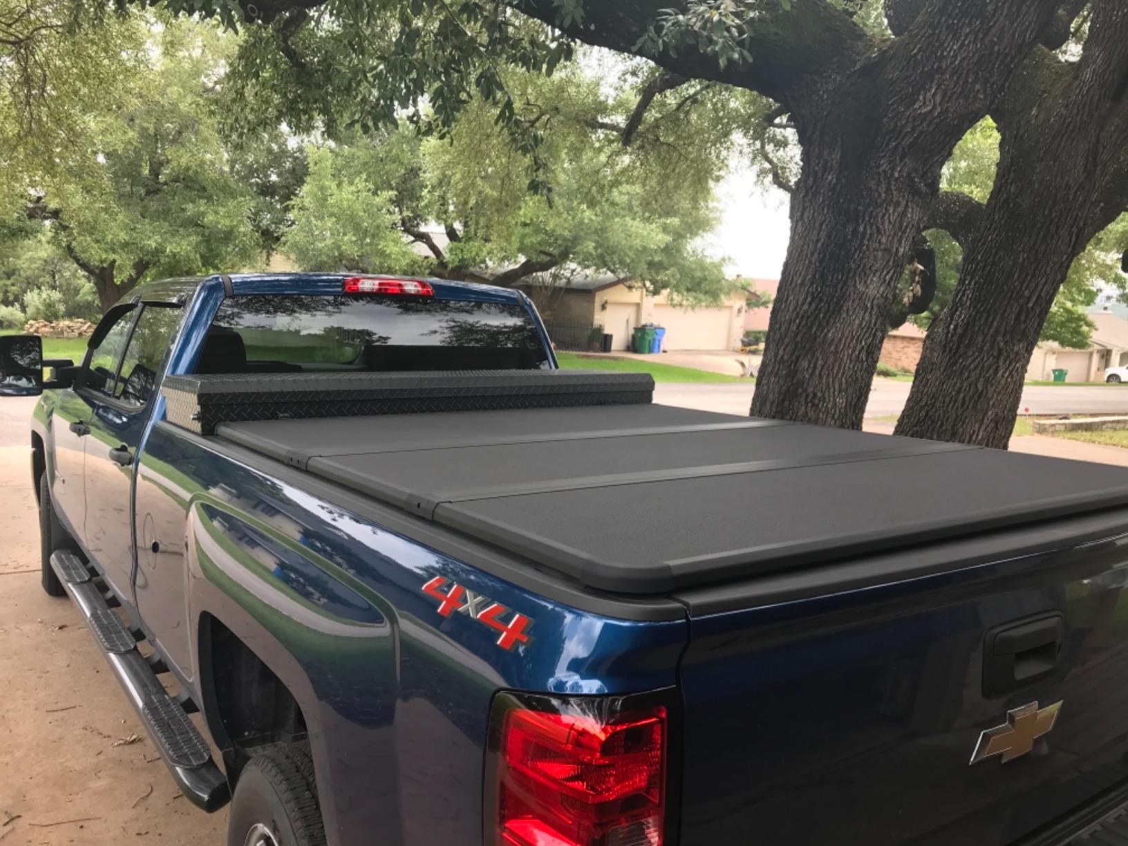 RealTruck Extang Solid Fold 2.0 Toolbox Hard Folding Truck Bed Tonneau Cover | 84450 | Fits 2014 - 2018 HD Series, 15'-19 1500 Chevy/GMC Silverado/Sierra 1500, 2014-18 2500/3500HD 6' 7