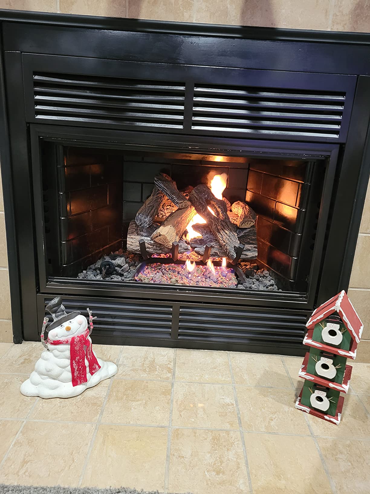 Duluth Forge Vented Natural Gas Fireplace Log Set - 24 in., 55,000 BTU, Match Light, Heartland Oak - Model# FNVL24-1 customer photo 2