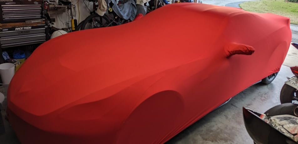 SR1 Performance USA C7 Corvette Indoor Car Cover, Custom Fit Ultraguard Stretch Satin Dust Cover for 2014-2019 Corvette Stingray, Z06, Grand Sport - Soft Lining Breathable Indoor Protection (Dark Red) customer photo 1