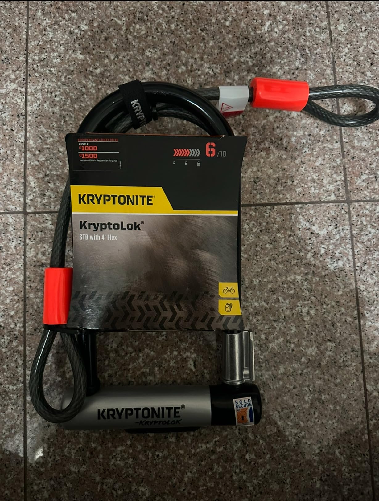 Kryptonite Kryptolok Standard Bike U-Lock, 12.7mm Shackle, 4ft Cable | Sold Secure Silver Certified customer photo 2