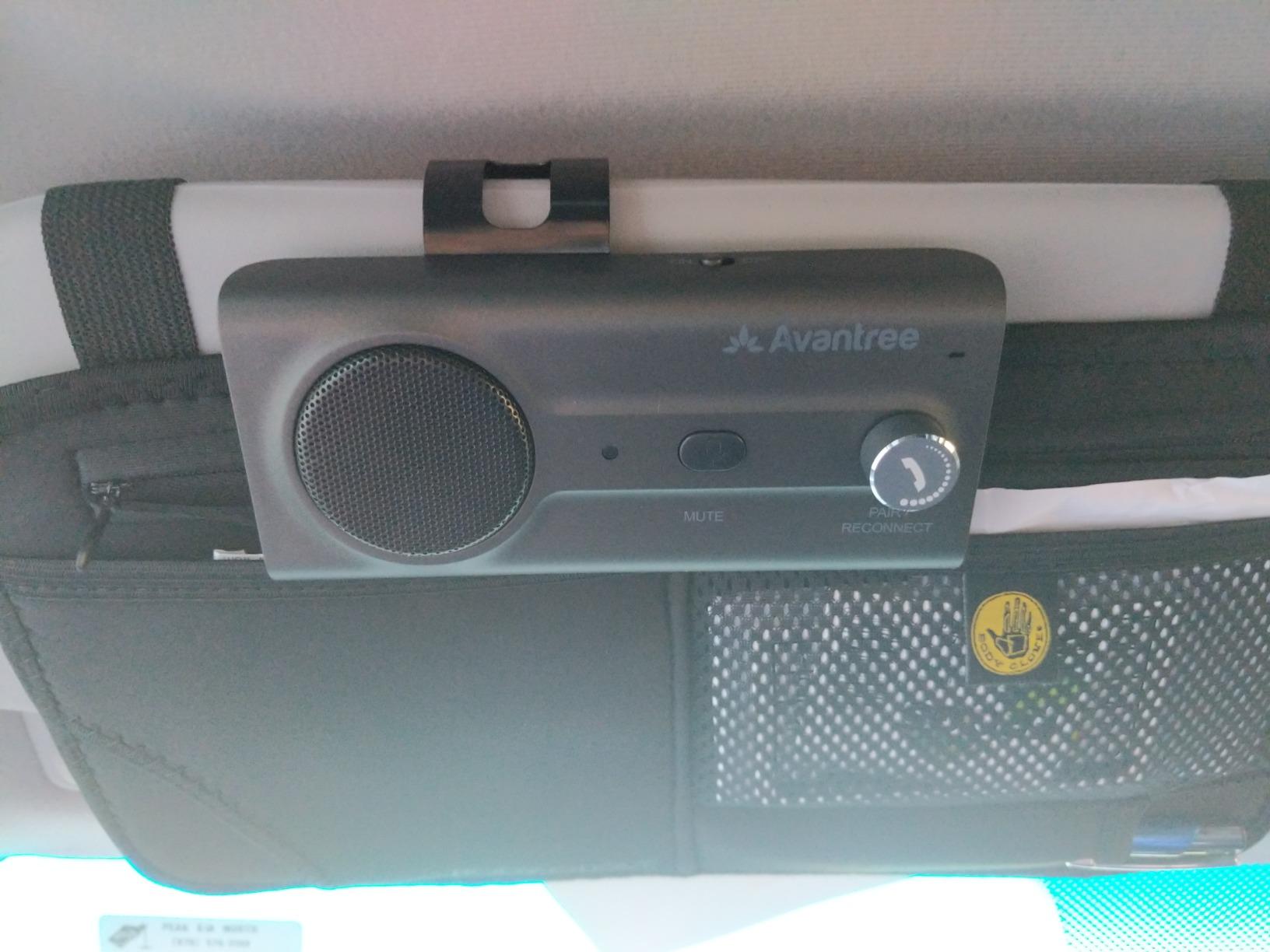 Avantree CK11 - Bluetooth 5.0 Hands-Free Car Speakerphone, Titanium | Hands-Free Calls with Siri Support and Motion Auto-On, plus a 3W Speaker, Visor Clip, and Volume Knob for Easy In-Car Use customer photo 2