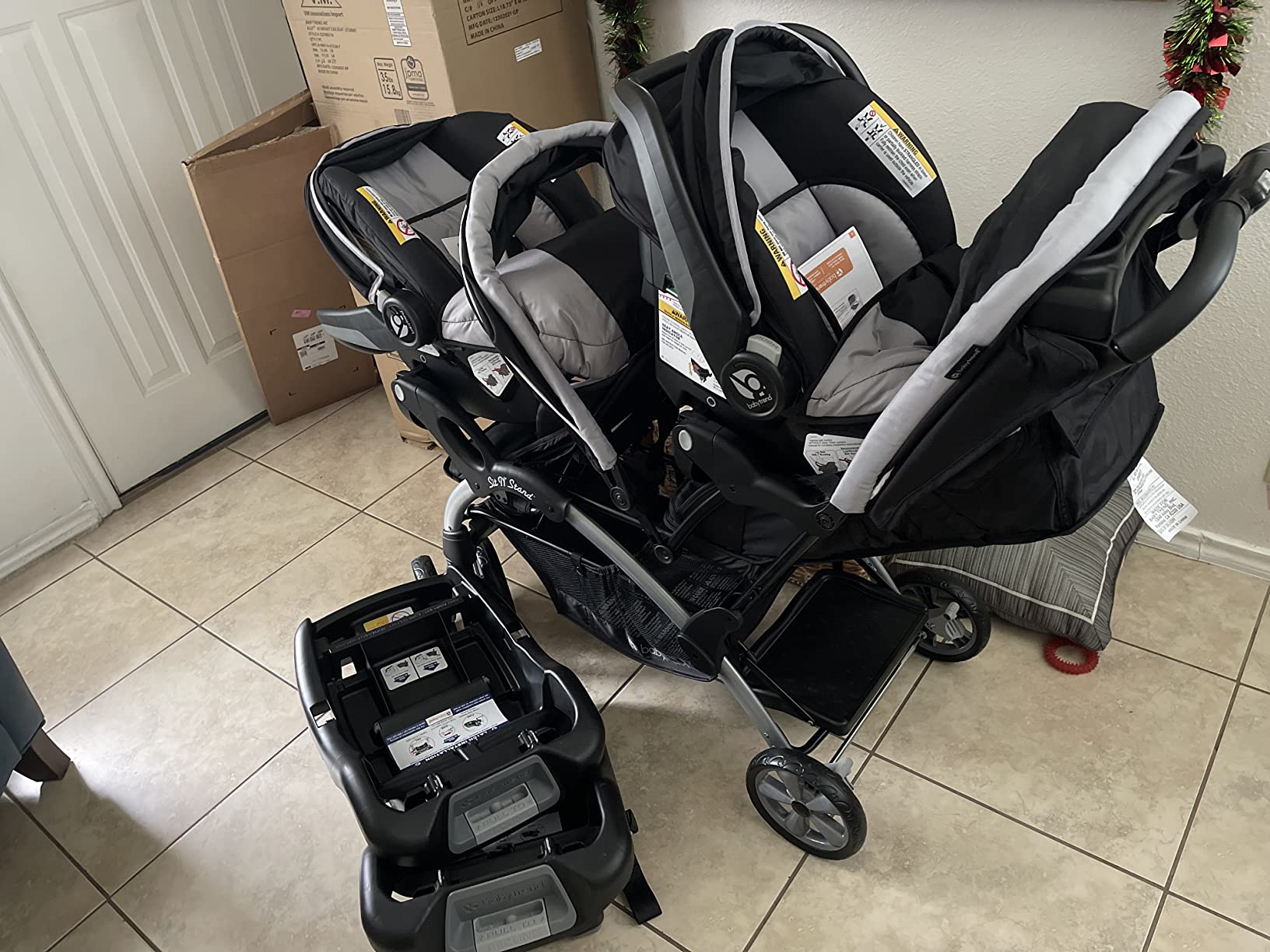 Baby Trend Infant/Toddler Double Stroller & 2 Car Seats, 3 Pc Set, Stormy | Portable and Lightweight Stroller Duo and Car Seat Travel System Tandem customer photo 2
