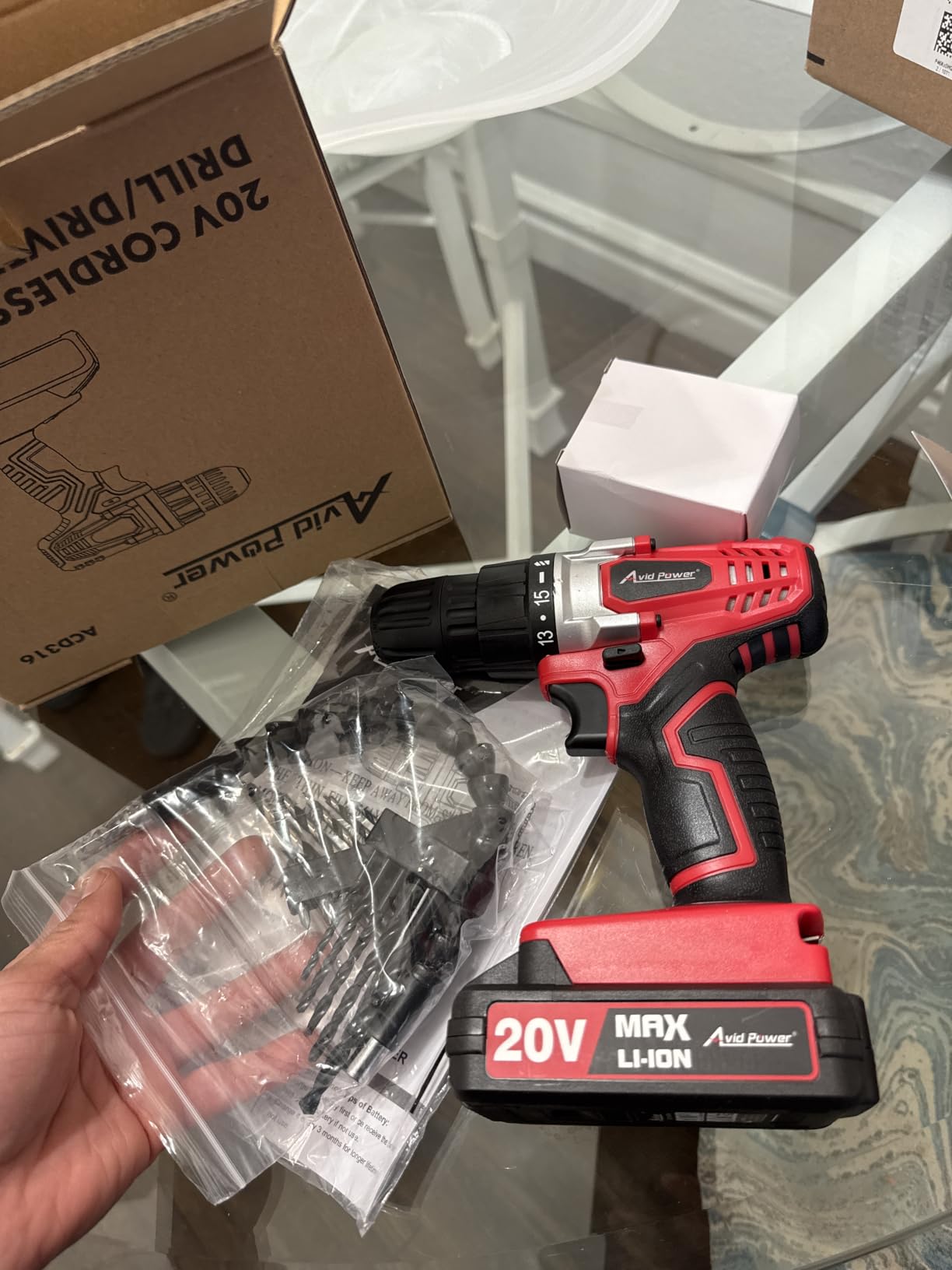 AVID POWER 20V Cordless Drill Set for Home DIY & Beginner Projects - Lightweight Power Drill with Battery Charger & 22 Bits, Variable Speed, 3/8