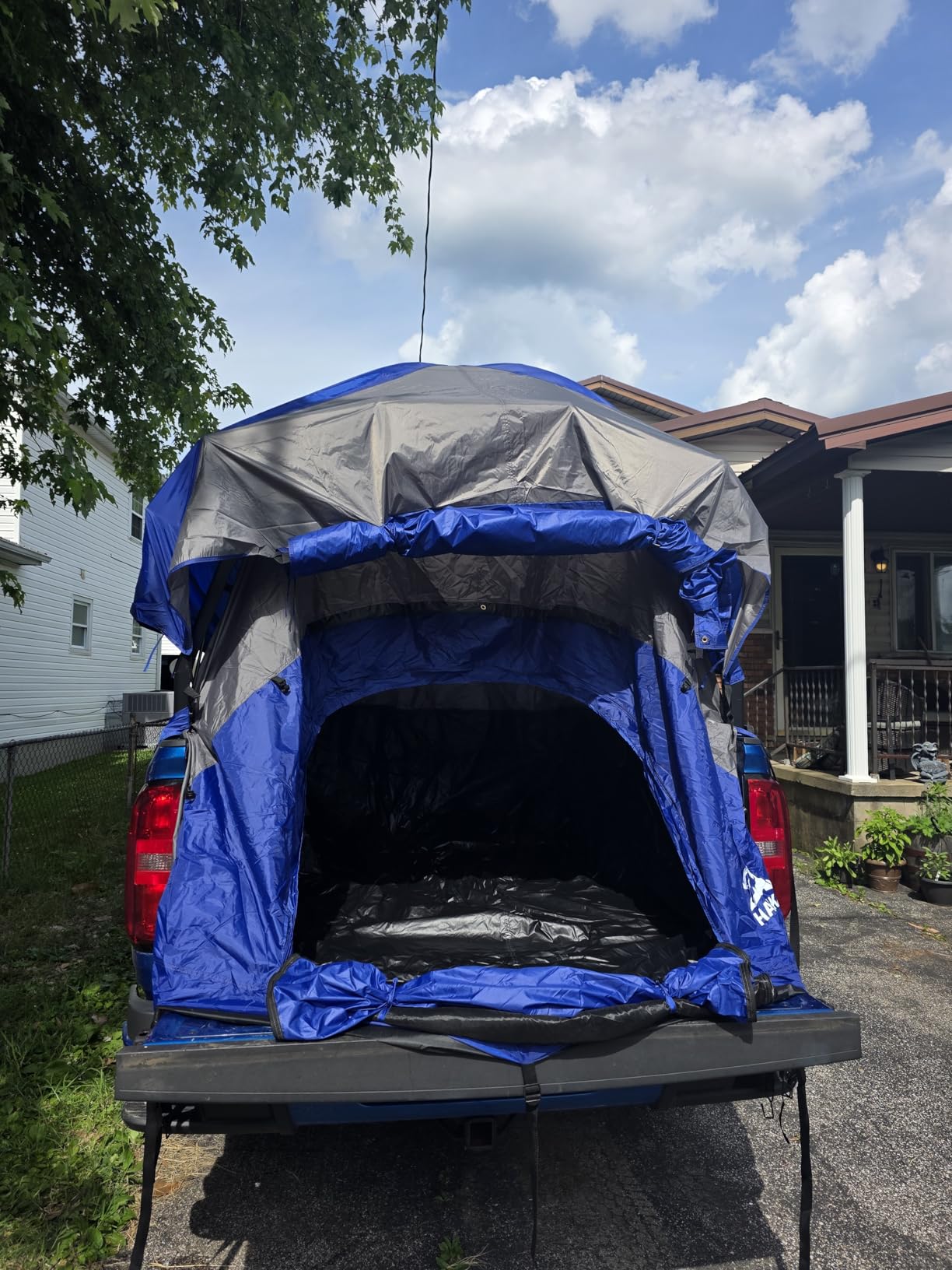 Hasika Double Layer Pickup Truck Bed Tent with Awning, PU3000mm Waterproof Camping Shelter, Fits 5 to 6.5 ft Short Bed/Regular Bed, Blue/Grey customer photo 2