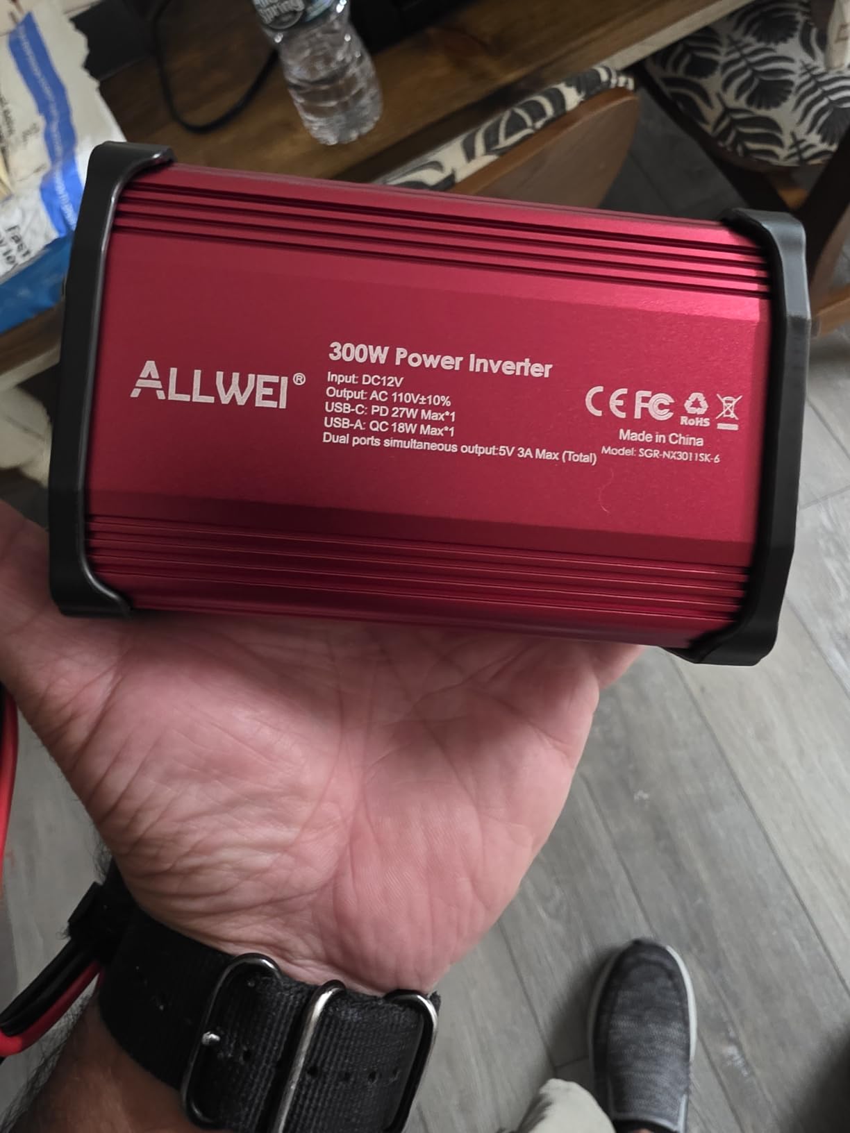 ALLWEI 300W Car Power Inverter 12V DC to 110V AC Car Inverter-Red | with 27W PD USB-C & 18W USB-A Fast Charging, Car Charger Cigarette Adapter for Phone, Laptop and Small Devices on Road Trip customer photo 1