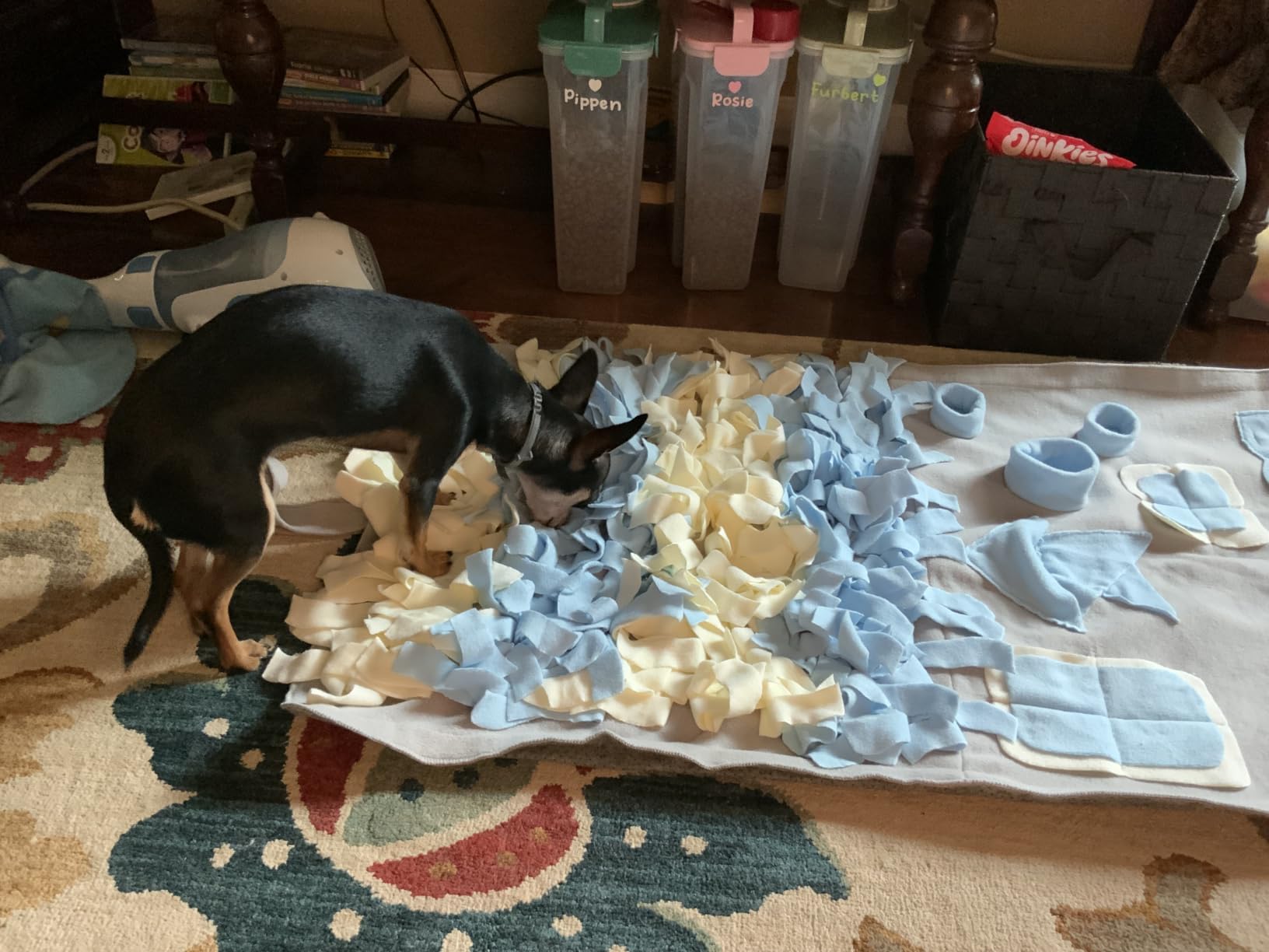 Snuffle Mat for Dogs: Slow Food Interactive Experience | 7 Enrichment Foraging Games for Large Dog Owners Needing to Burn Pet Energy - Washable 1000 Times - 22x38 inch - Grey customer photo 2