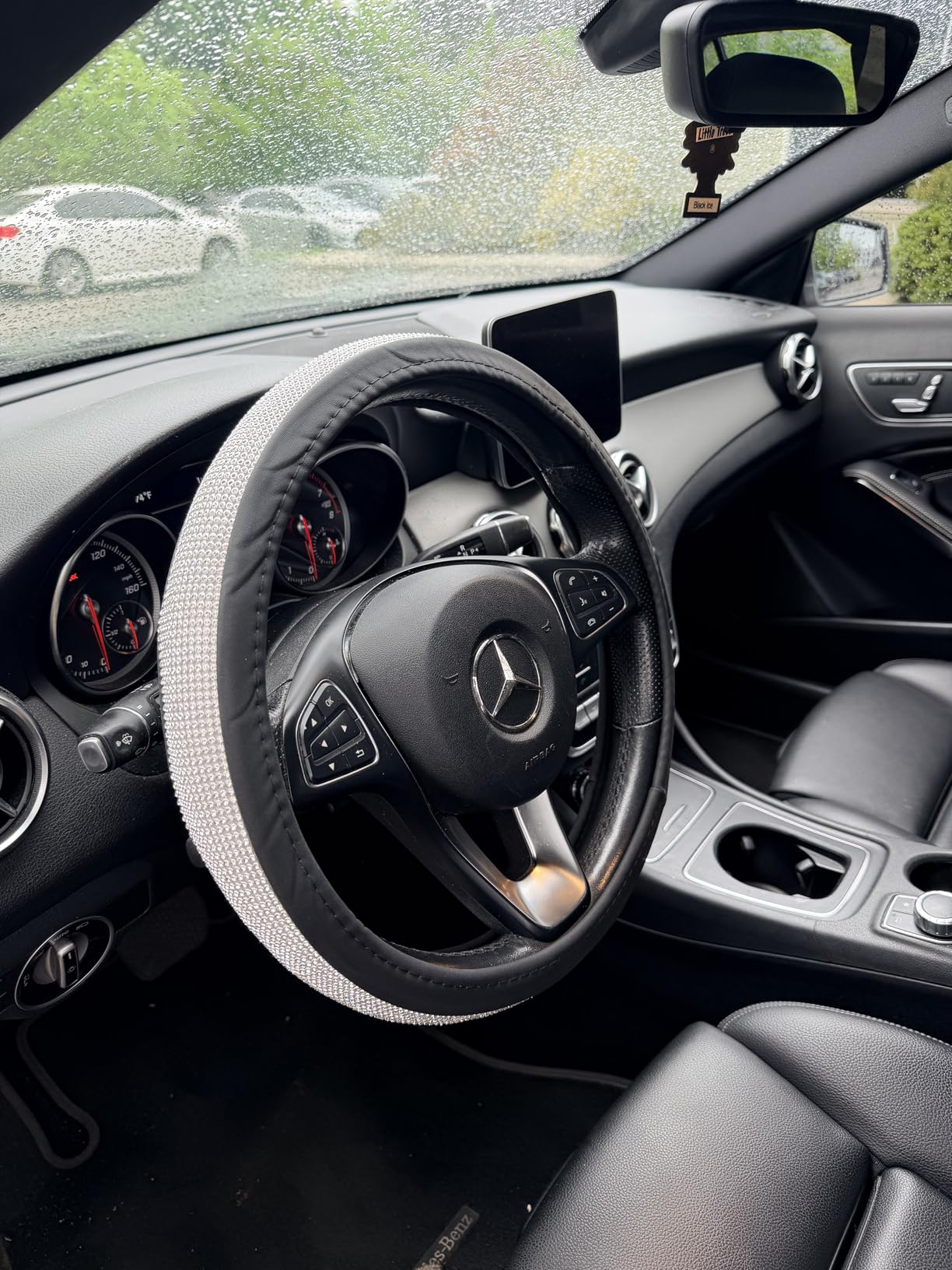 New Diamond Leather Steering Wheel Cover with Bling Crystal Rhinestones Universal Fit 15 Inch customer photo 2