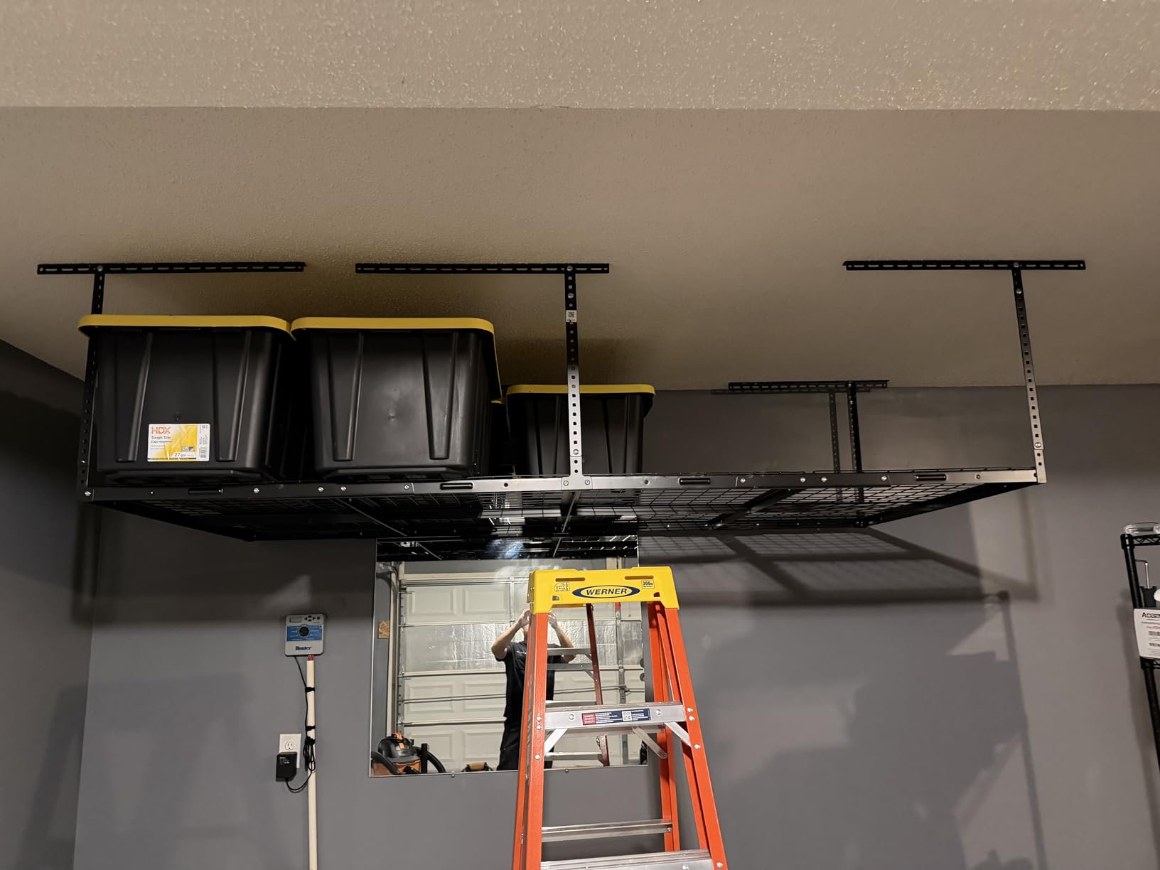 FLEXIMOUNTS 4x8 Overhead Garage Ceiling Storage Rack Adjustable, Hammertone | 750lbs Weight Capacity, 22
