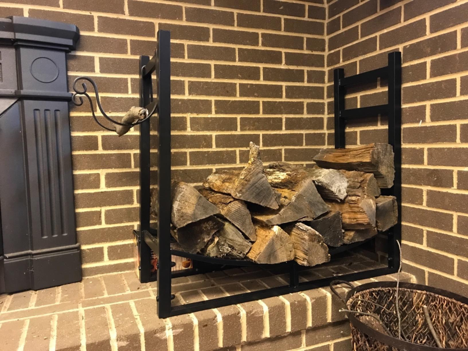 VIVOHOME 3ft Heavy Duty Indoor Outdoor Firewood Storage Log Rack with Kindling Holder customer photo 1