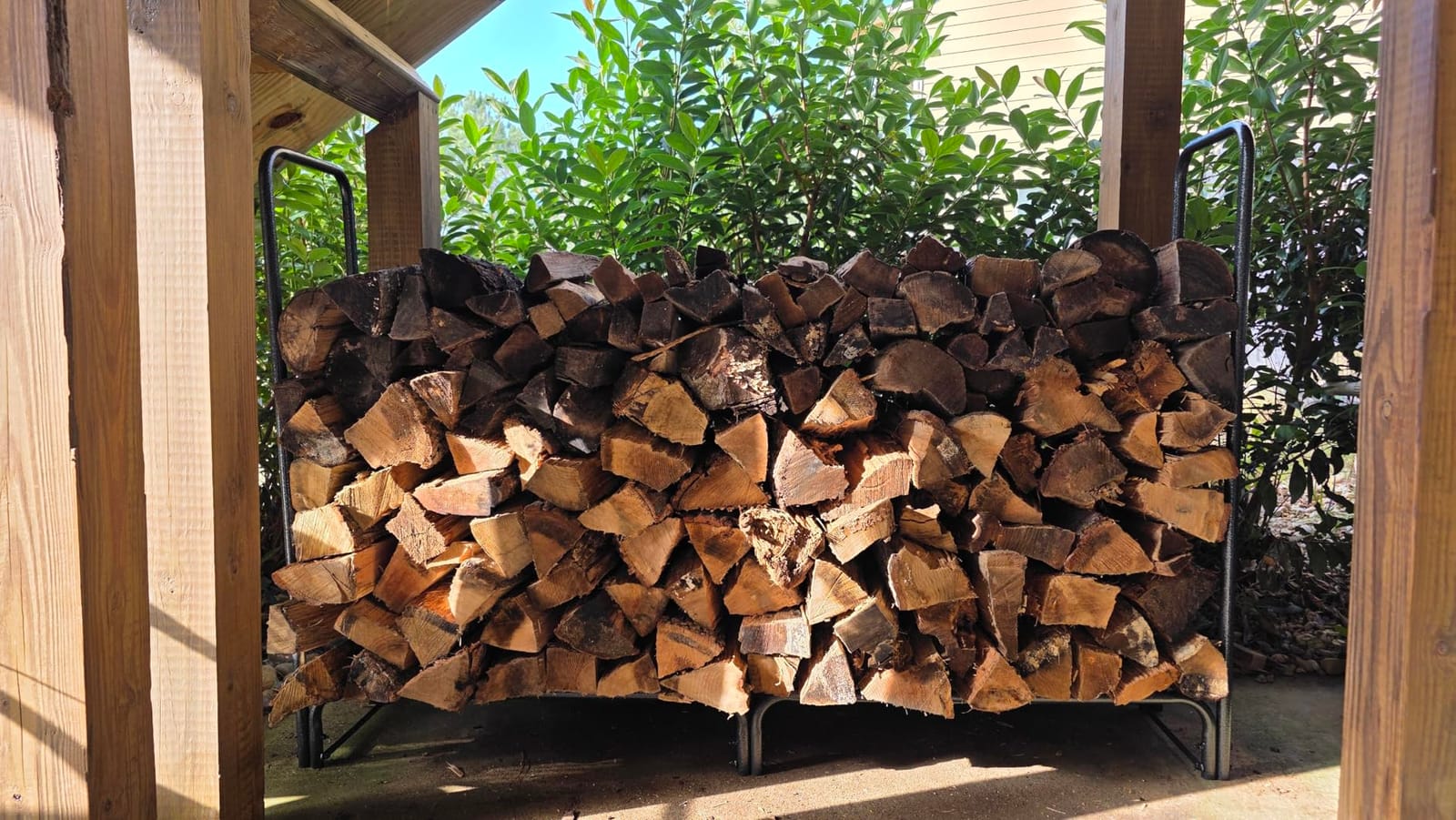 VIVOHOME 4 ft Heavy Duty Firewood Rack Outdoor with Cover, Black - Fire Wood Storage Rack, Log Holder and Cover Combo Set with Zipper customer photo 1