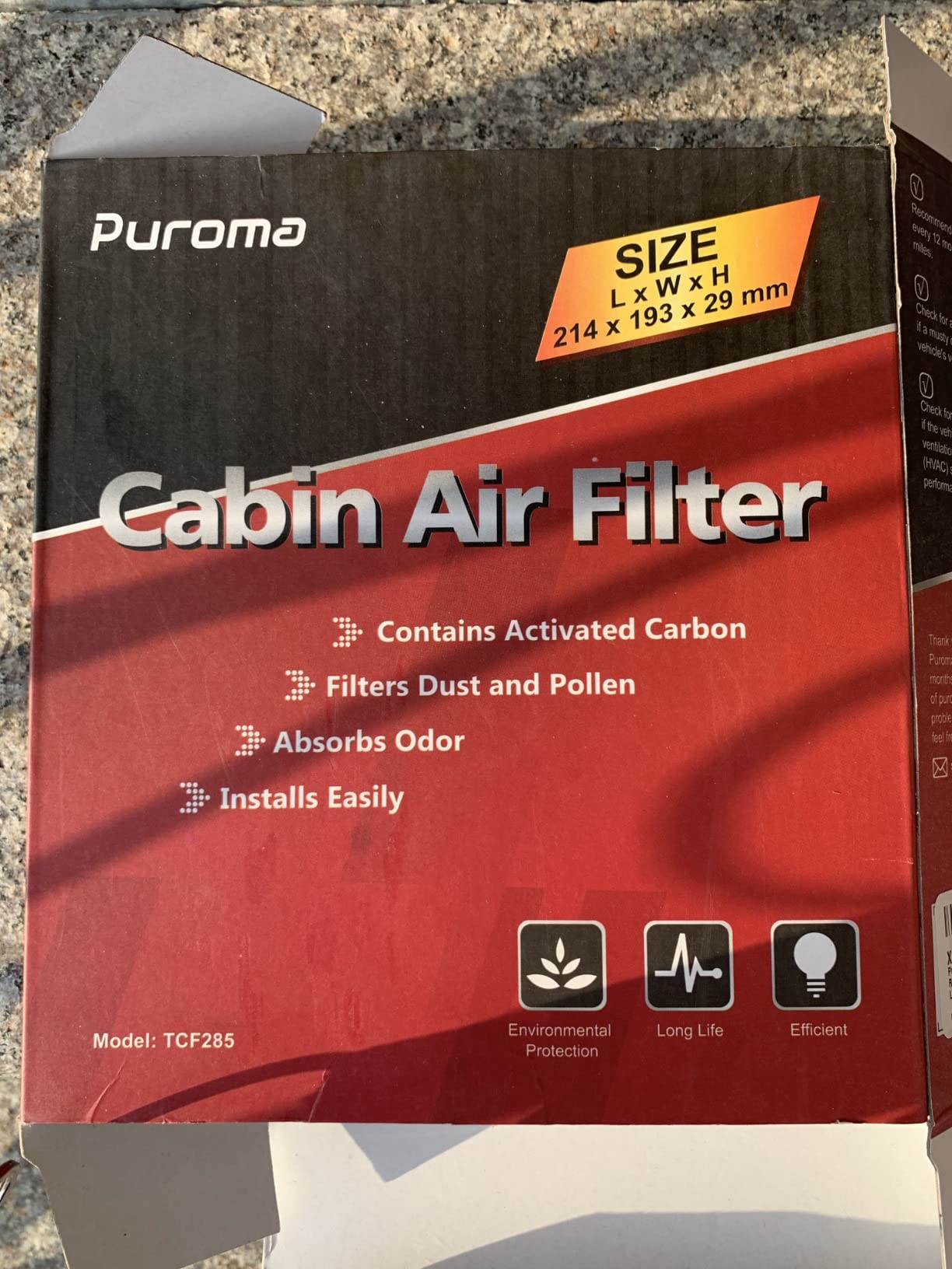 Puroma 1 Cabin Air Filter Activated Carbon for CP285 CF10285 Toyota Lexus customer photo 1