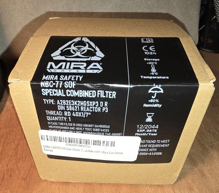 MIRA SAFETY M Gas Mask Filter - Certified CBRN Filter for Full Face Respirator Mask, 40 mm NATO Gas Mask Filter, Longest 20 Year Shelf Life, Vacuum Sealed NBC Filters, Compatible with Mira Gas Mask customer photo 1