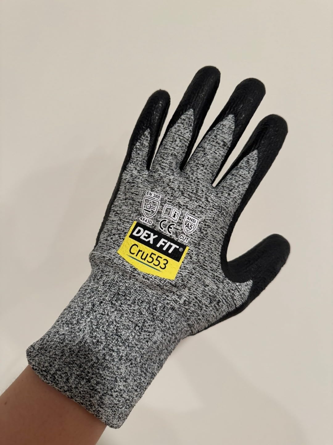 DEX FIT Level 5 Cut Resistant Gloves Cru553 Anti-Static, 3D Comfort Fit A5 Safety Work Gloves with Grip, Thin Touchscreen Gloves for Warehouse, Package Handling, Red, S, 1 Pair customer photo 1