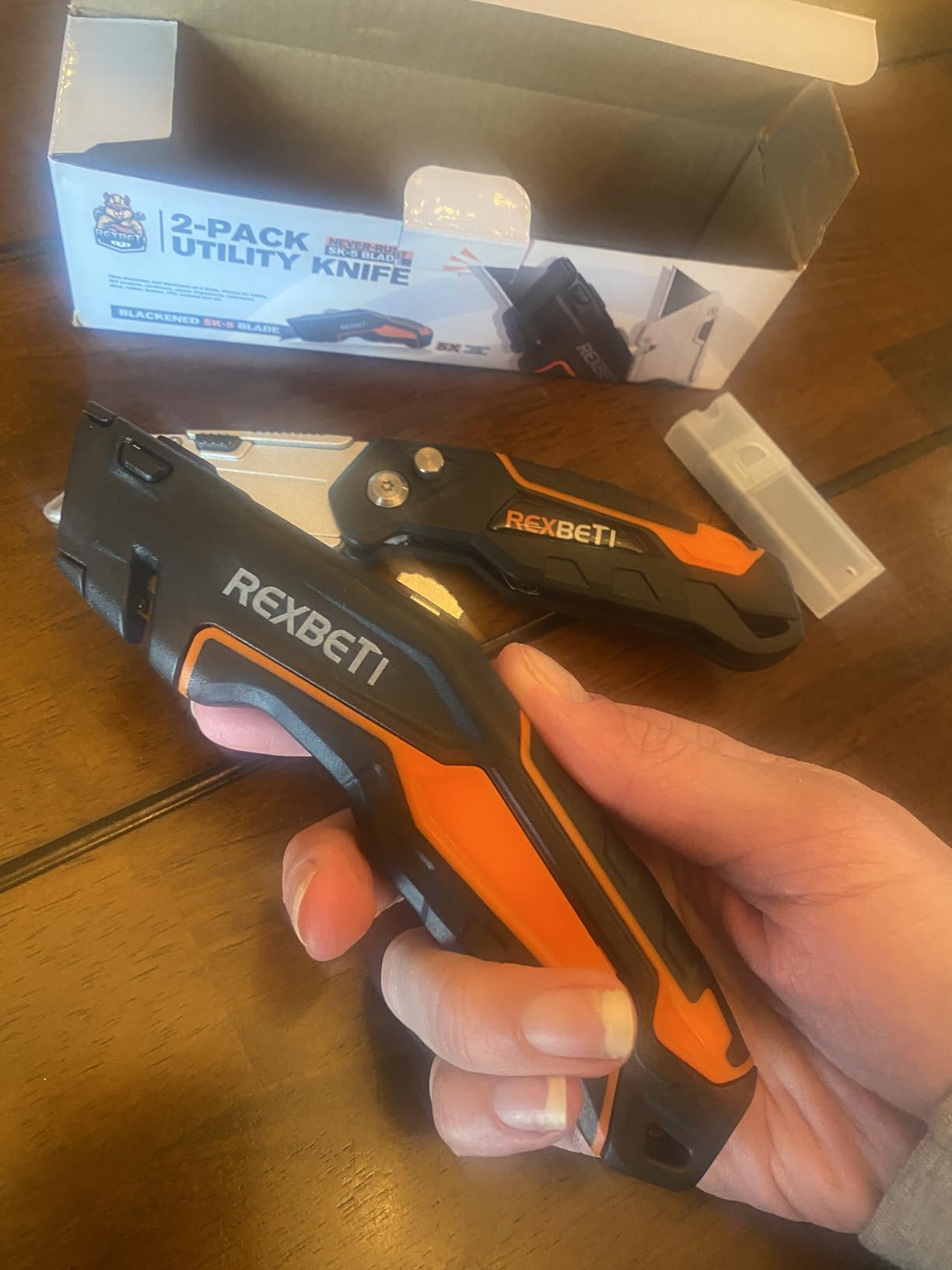 REXBETI Box Cutter 2-Pack, Utility Knife with Blade Storage, 18 Blades customer photo 1