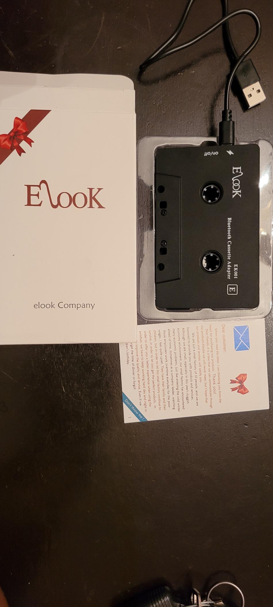 Elook Bluetooth 5.0 Car Cassette Aux Adapter,Black | tape audio receiver customer photo 1