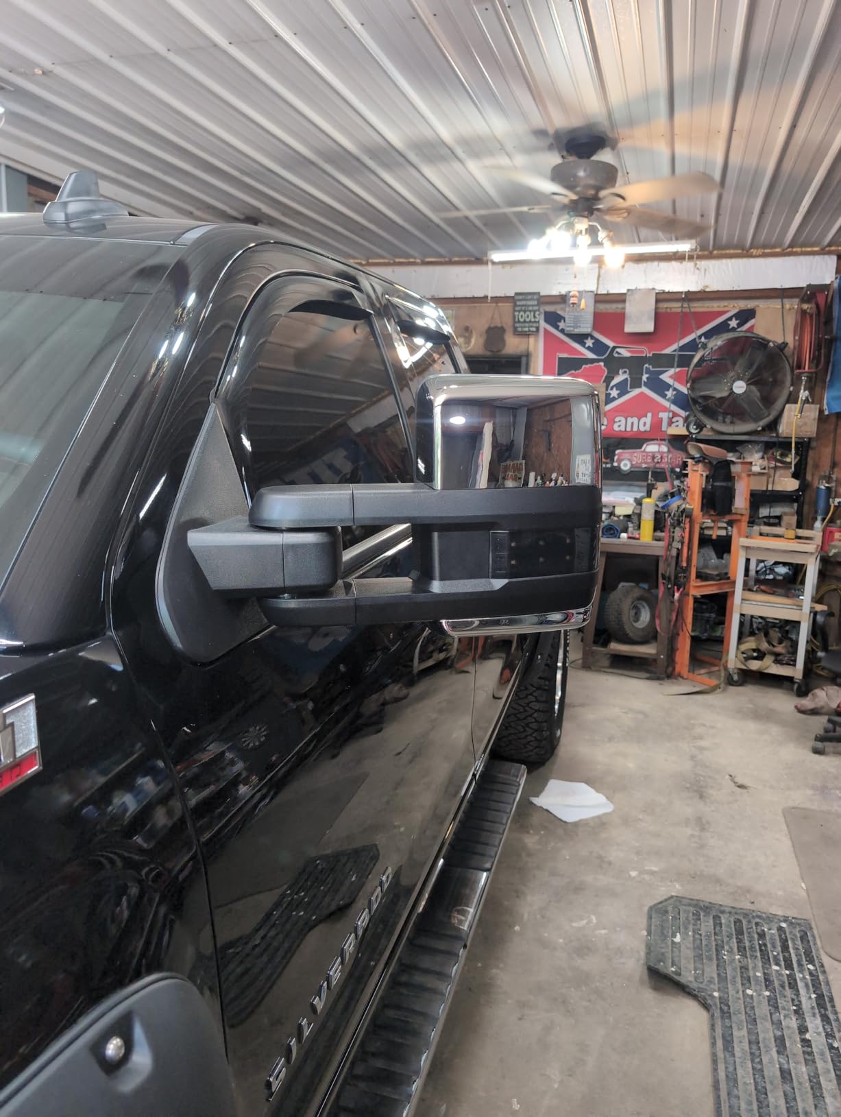 Towing Mirrors Compatible with 2014 2015 2016 2017 2018 Chevy Silverado GMC Sierra 1500 2500 HD 3500 HD with Power Glass LED Arrow Turn Signal Backup Lamp Running Light Heated Extendable Pair Set customer photo 1