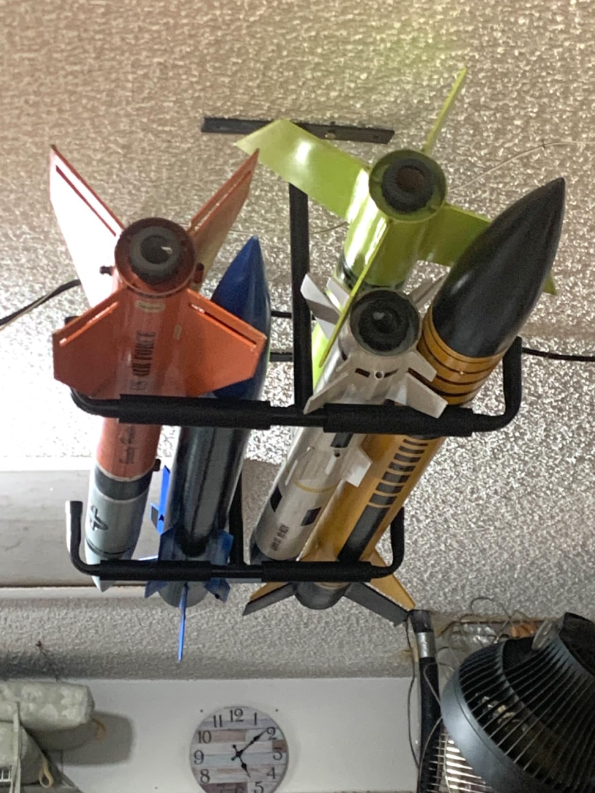Overhead Garage Storage Hooks, Heavy Duty Ceiling Mount Rack, 2 Pack Black - holds lumber, bikes, various tools, free up garage floor space customer photo 2