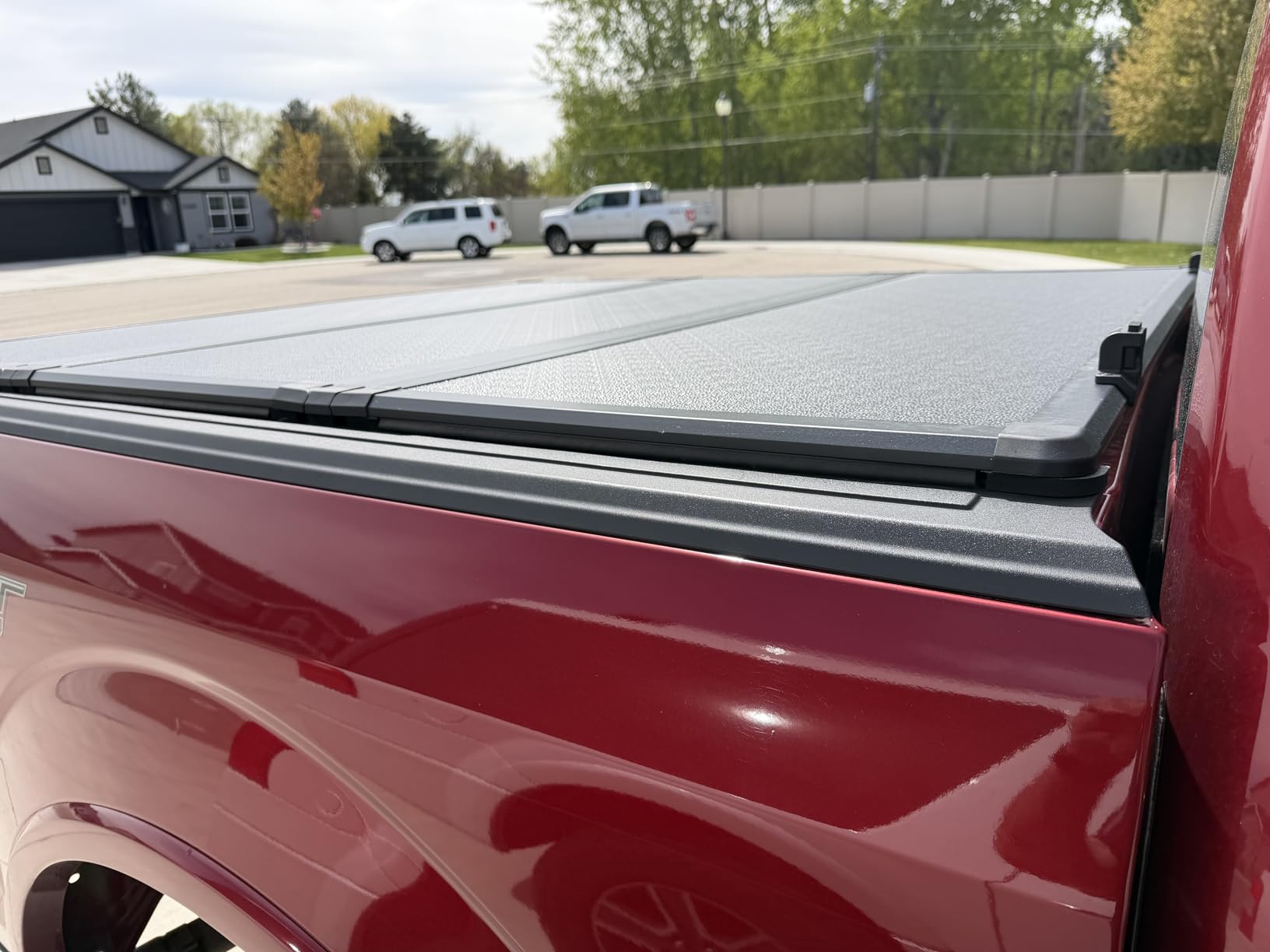 Hard Tri-Fold Tonneau Cover Replacement for 2015-2024 Ford F-150 5.5ft | Styleside Secure 6063 aluminum honeycomb tri-fold cover tool-free clamp install weatherproof supports 350lbs with LED lamp customer photo 2