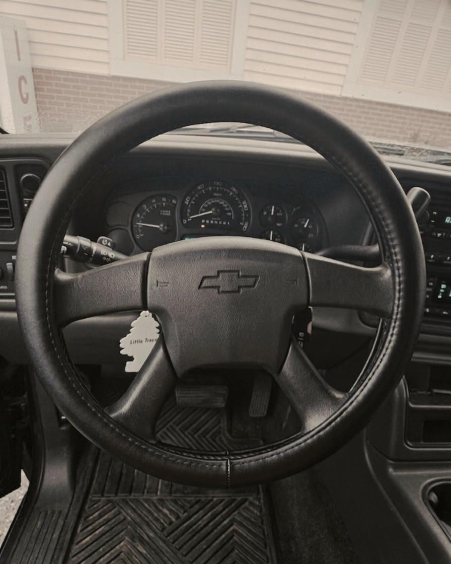 Haokay Heavy Duty Pure Cowhide Steering Wheel Cover, Black Genuine Leather Steering Wheel Cover Men Women Universal 14.5 to 15 Inch customer photo 1