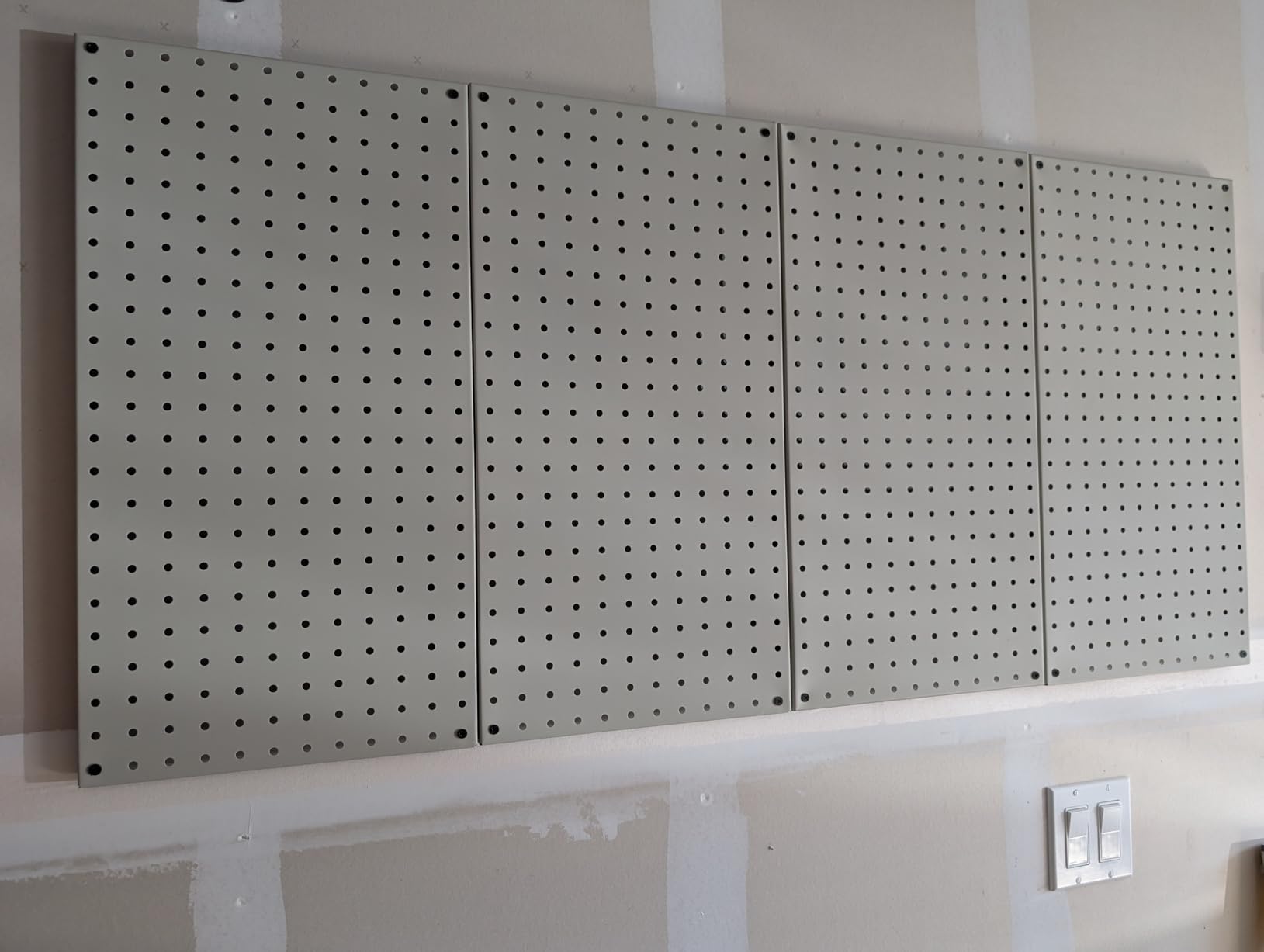 Amazon Basics Rectangular Metal Pegboard Wall Organizer, Tool Storage Organization System, Rust and Scratch Resistant, 48-Piece Kit, Gray customer photo 1