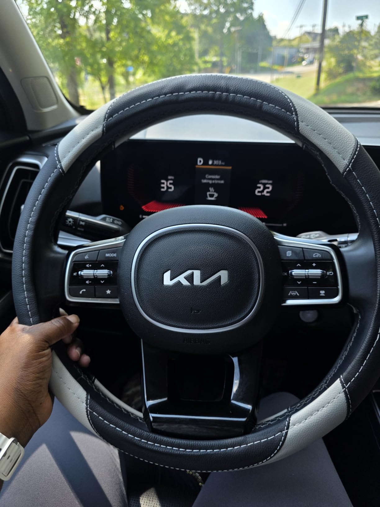 Leather Car Steering Wheel Cover, Universal Fit for Most Cars, Black customer photo 2