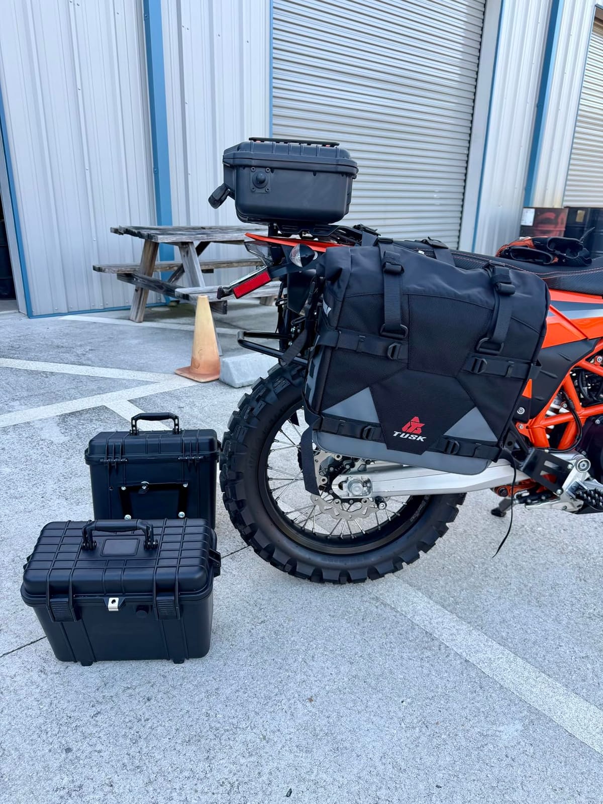 Tusk Pilot Pannier Bags Black/Grey | Durable Soft Saddlebags with Roll‑Top Closure, Waterproof Liners and Reflective Accents | Adventure Motorcycle Storage customer photo 1