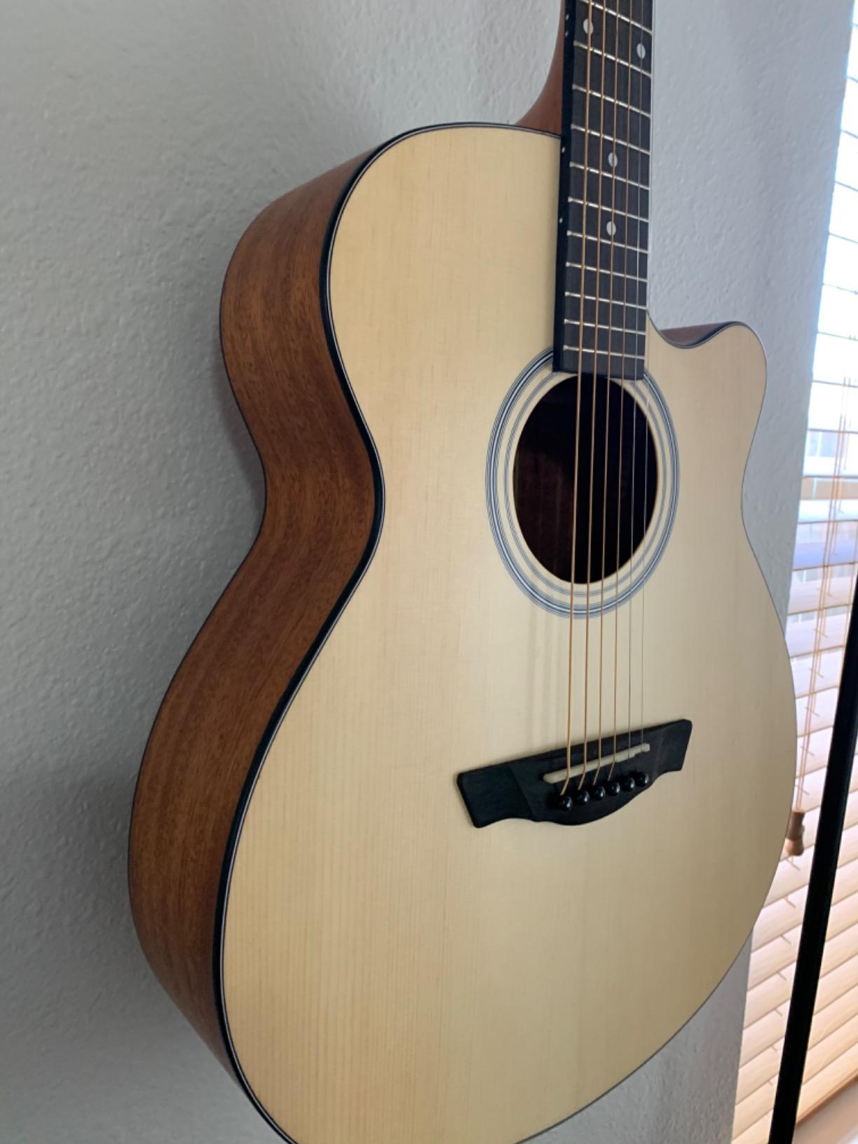 Donner Acoustic Guitar for Beginner Adult 40 Inch Cutaway Acustica Guitarra Bundle Kit with Pickup Online Lesson Bag Tuner Capo Strap Mini Jumbo Travel Teen Right Hand Black Brown DAJ-110CD customer photo 2
