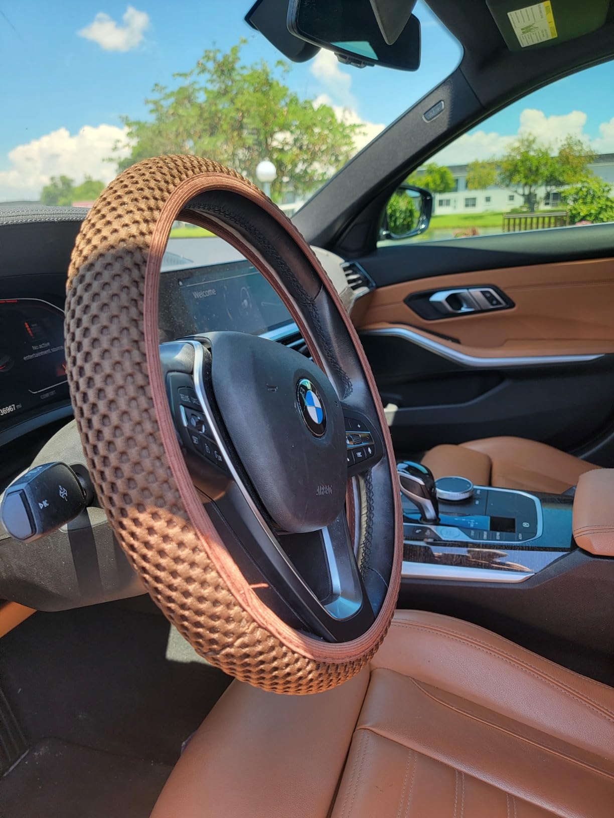 Moly Magnolia 15 Inch Steering Wheel Cover, Microfiber Ice Silk, Blue customer photo 2