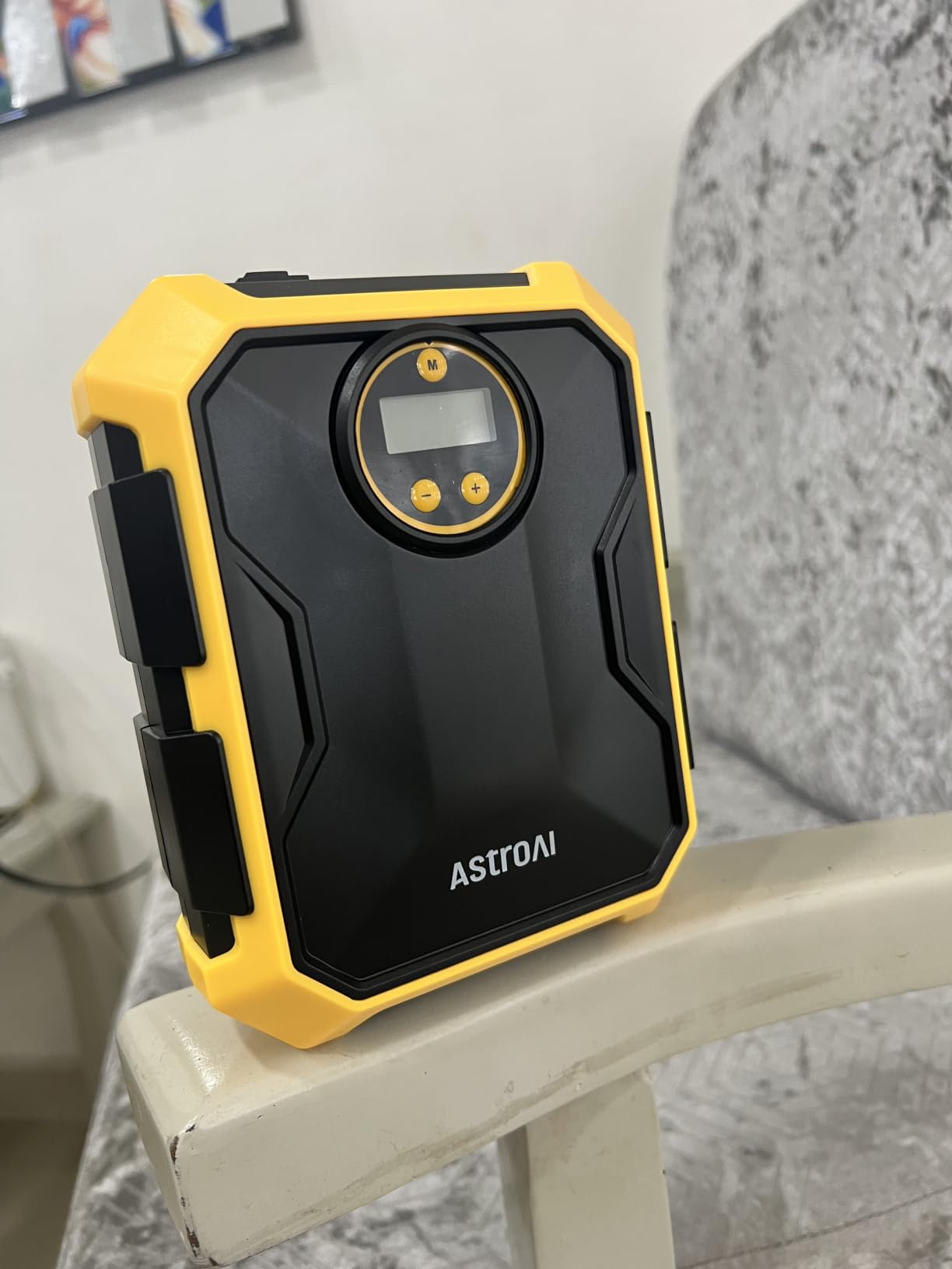 AstroAI Tire Inflator Portable Air Compressor 12V DC Integrated Storage | 9.8Ft Cord Digital Gauge Auto ShutOff LED Light Fast Inflation Air Pump for Car Tires Bike Ball Motorcycle Inflatables Yellow customer photo 2