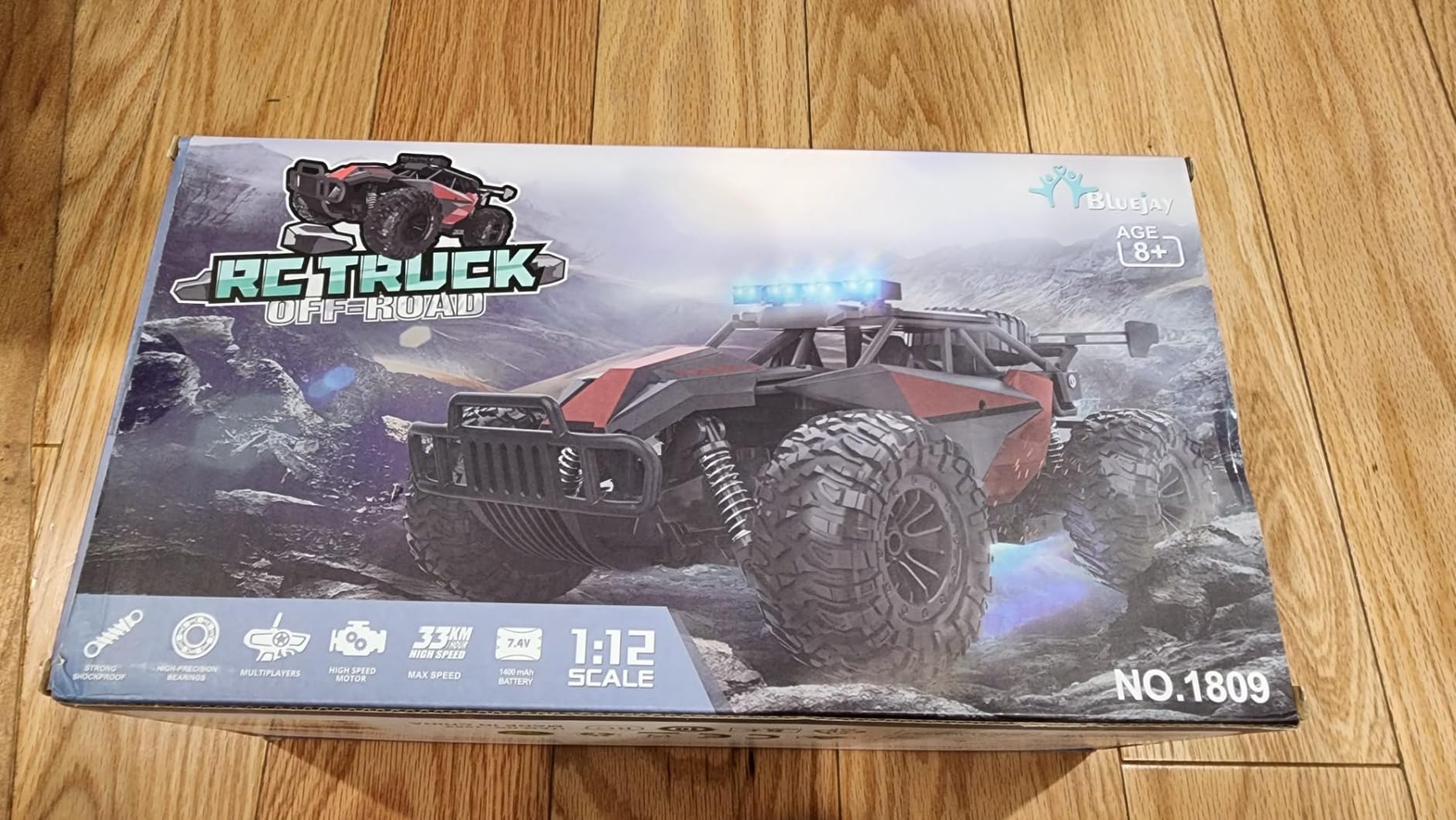 BLUEJAY Remote Control Car, 2.4GHz High Speed 33KM/H RC Cars Toys | 1:12 Monster RC Truck Off Road with LED Headlight and Rechargeable Battery Gifts for Adults Boys 8-12 customer photo 2