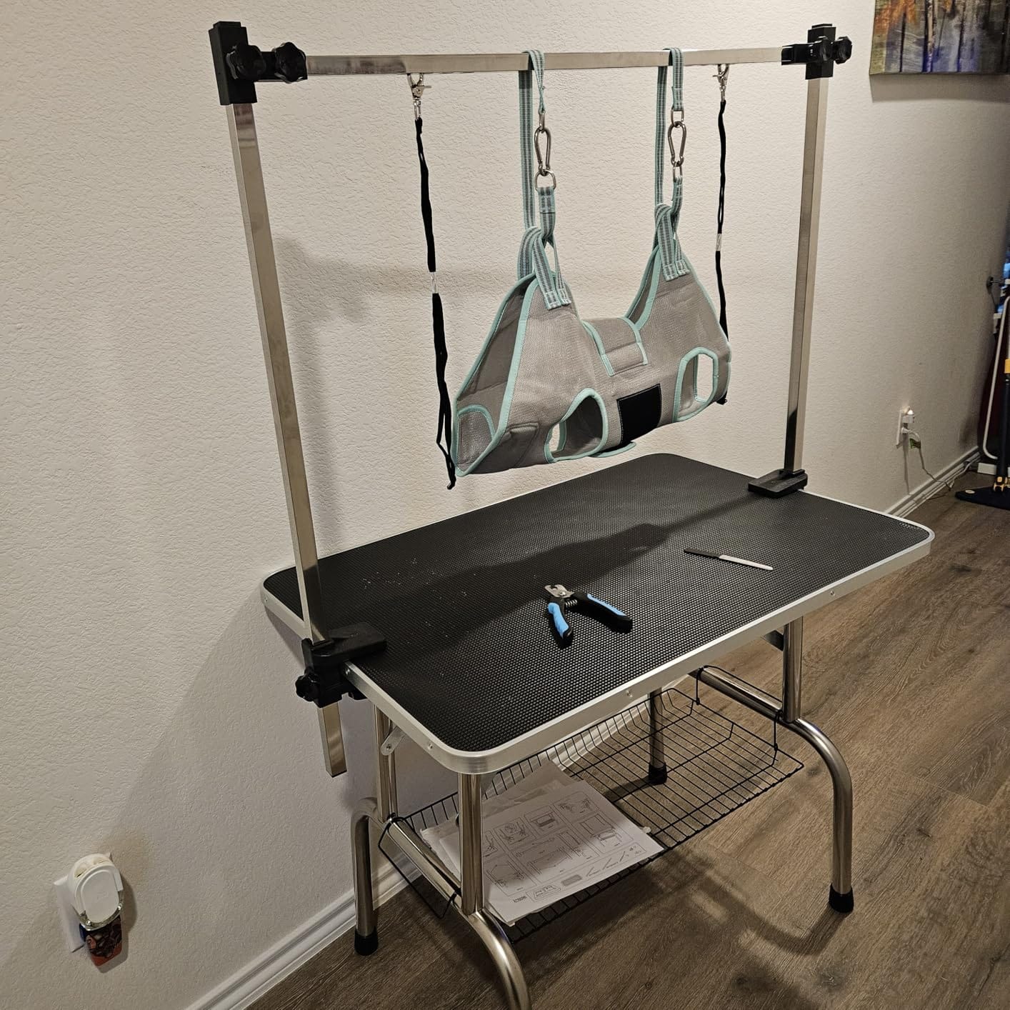 Lyromix 46''Large Dog Grooming Table, Adjustable Cat Drying Desktop with Arms, Nooses, Mesh Tray, Foldable Pet Station at Home customer photo 1