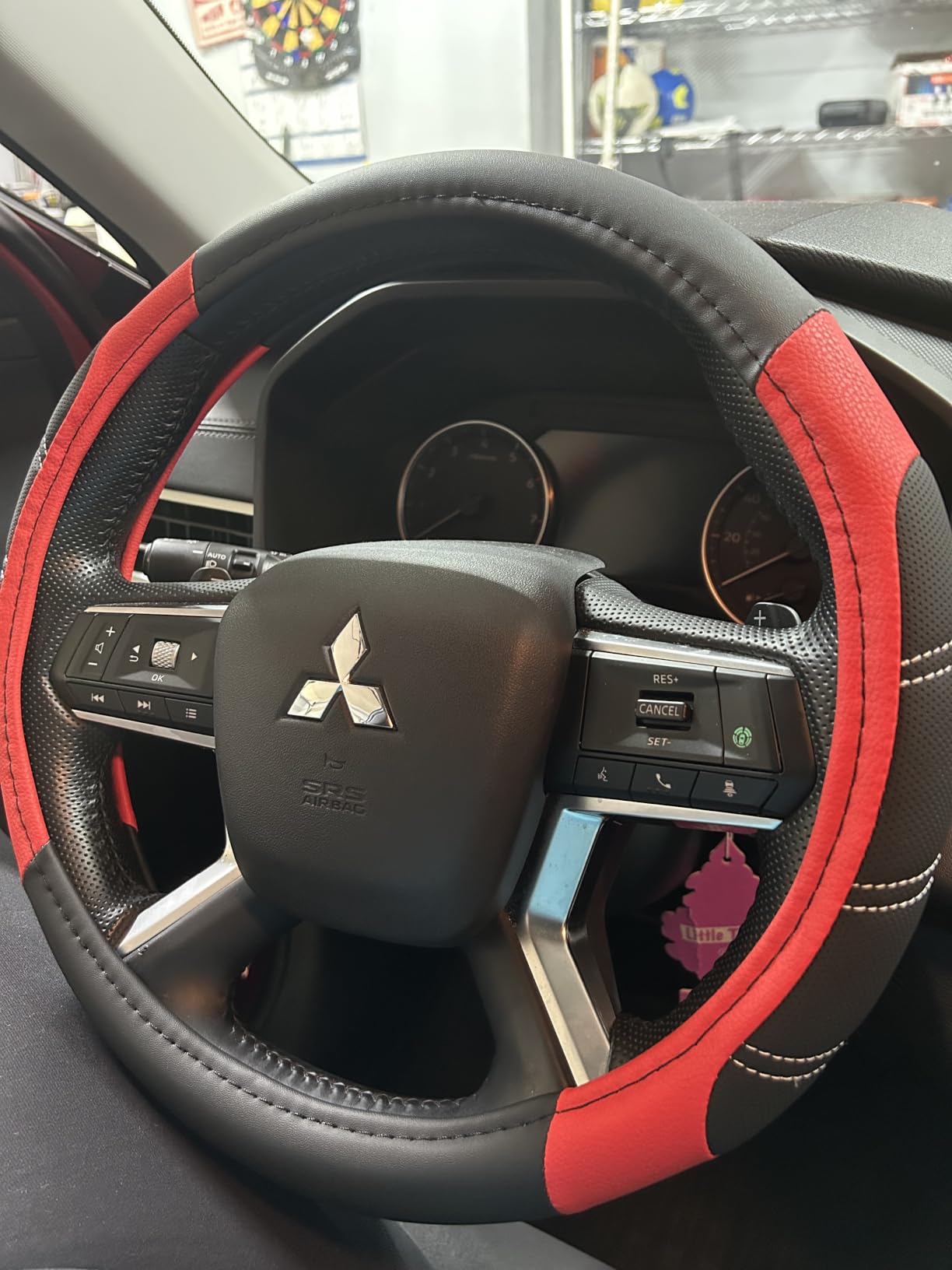 CAR PASS Line Rider Microfiber Leather Sporty 14.5-15 inch Steering Wheel Cover Universal Fits for 95% Truck,SUV,Cars, Anti-Slip Safety Comfortable Design (Black Carbon Fiber) customer photo 1