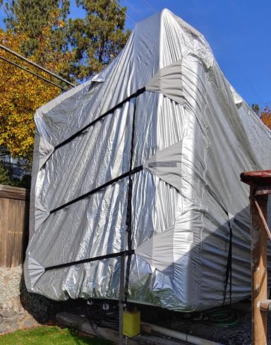 FRUNO Oxford Fabric Travel Trailer Cover RV Cover 24'-27' Waterproof Rip-Resistant Anti-UV Camper Cover for Winter Snow with Jack Cover 4 Tire Covers and Gutter Covers customer photo 2