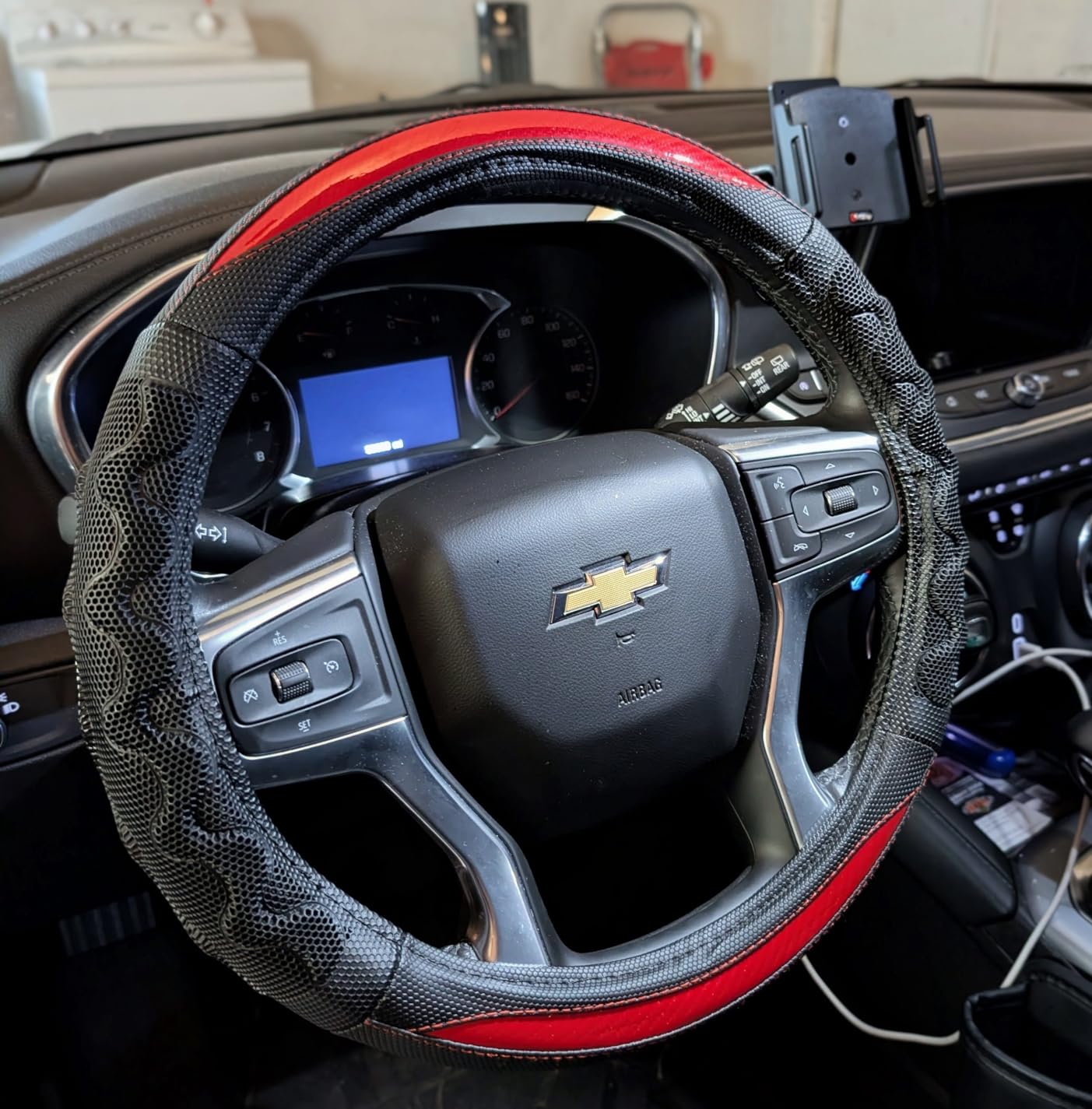 GIANT PANDA Steering Wheel Cover for Chevy Silverado - Car Steering Wheel Cover for Chevrolet Colorado Tahoe - Red customer photo 2