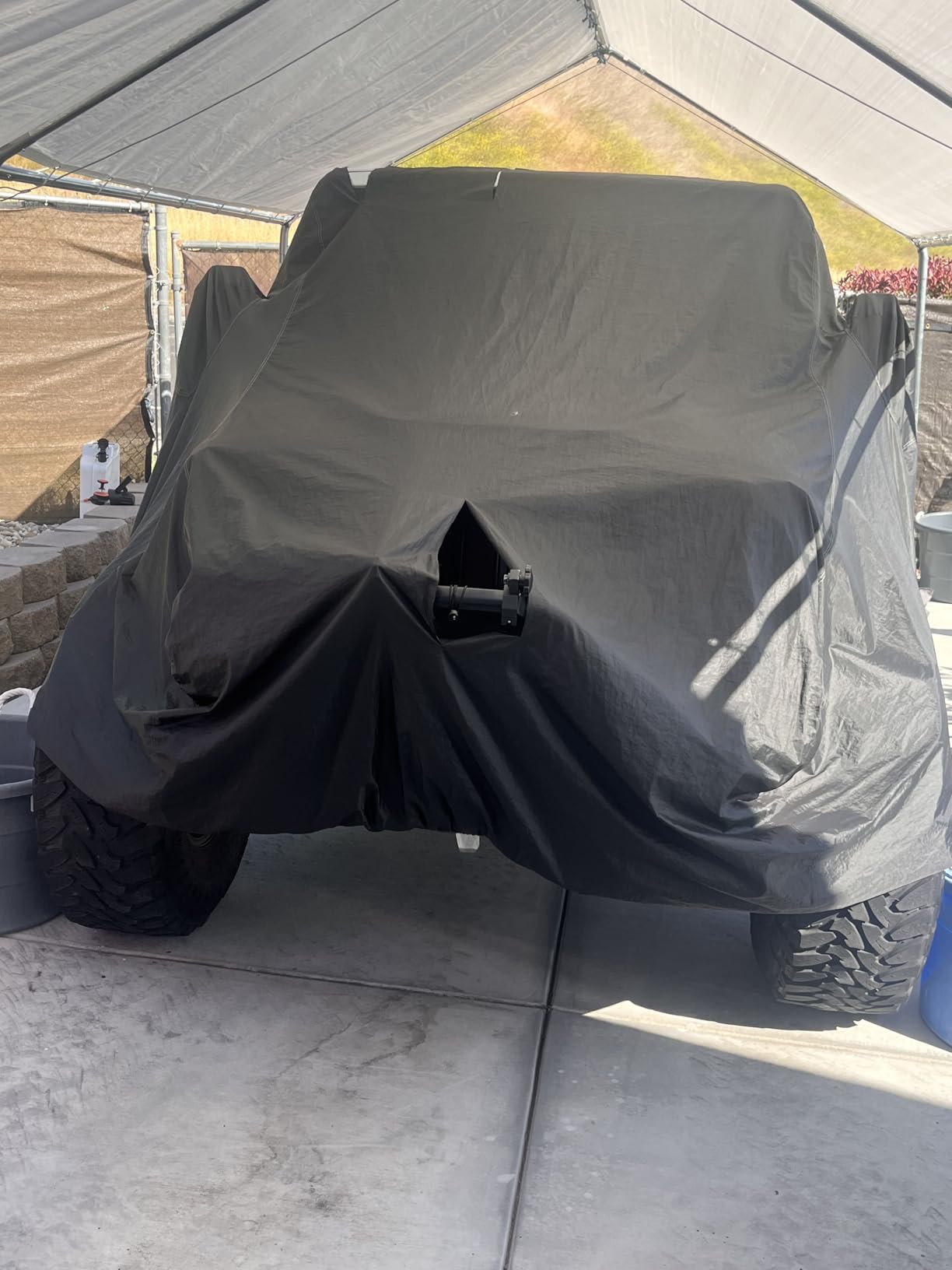 X AUTOHAUX 210D Oxford SUV Car Cover for Jeep Wrangler JK JL 2007-2021 | for Jeep Wrangler JK JL 2DR, Outdoor Waterproof, Sun Rain Dust Wind Snow Protection, Dark Green customer photo 2