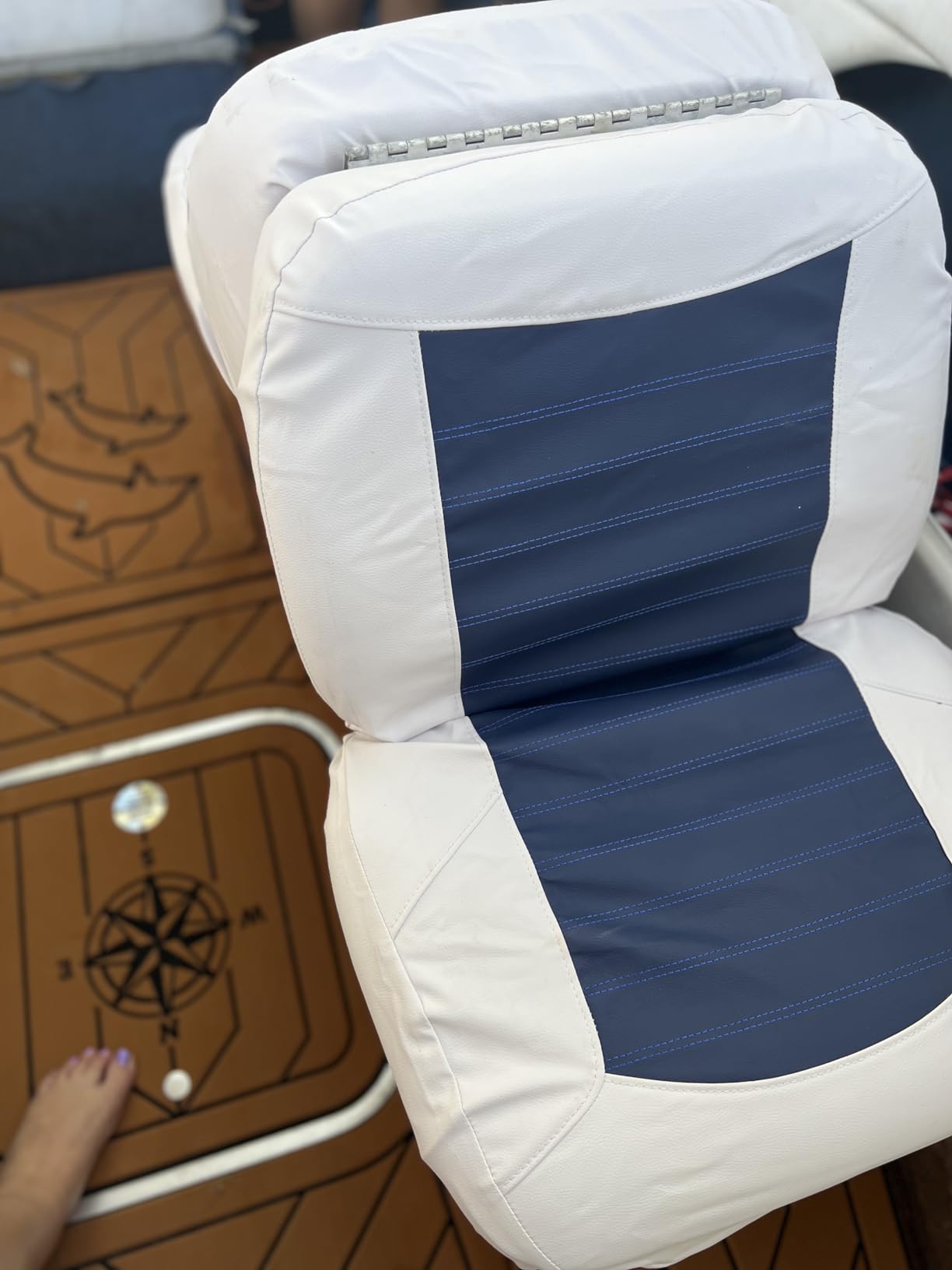 Boat Seat Cover Skin Replacements: All White Vinyl Upholstery for Marine Back-to-Back Lounge Bench Seats customer photo 1