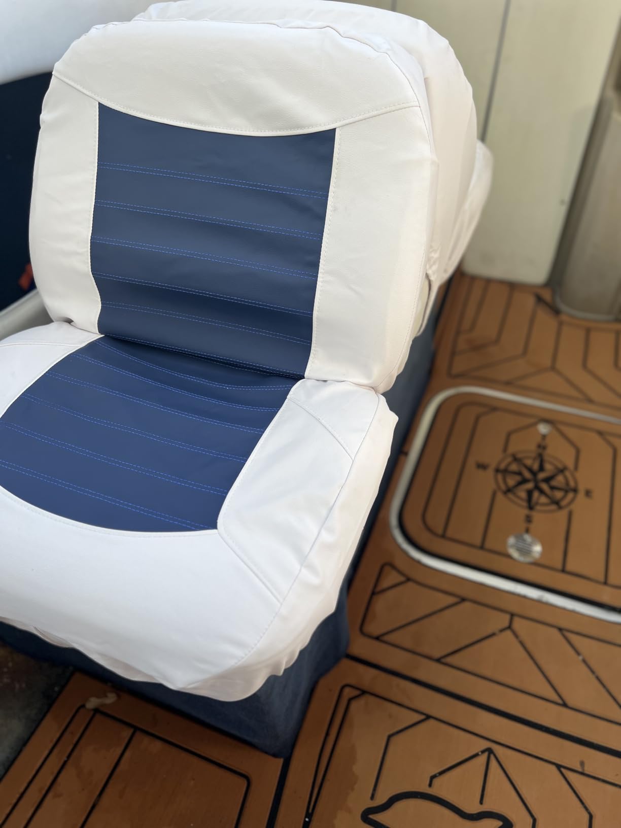 Boat Seat Cover Skin Replacements: All White Vinyl Upholstery for Marine Back-to-Back Lounge Bench Seats customer photo 2