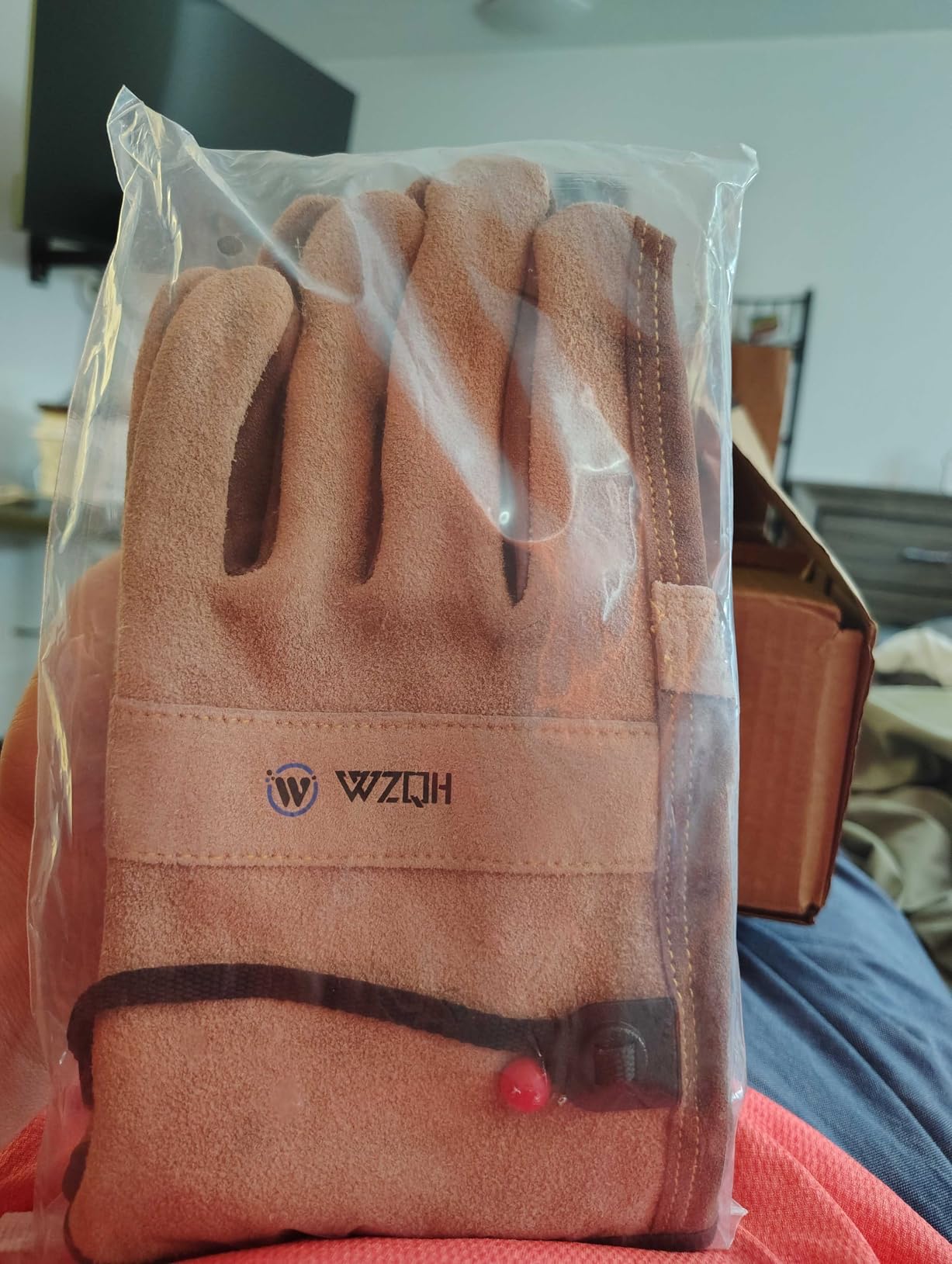 WZQH Leather Work Gloves for Men or Women.Gardening,Welding,Coffee-grey L customer photo 2