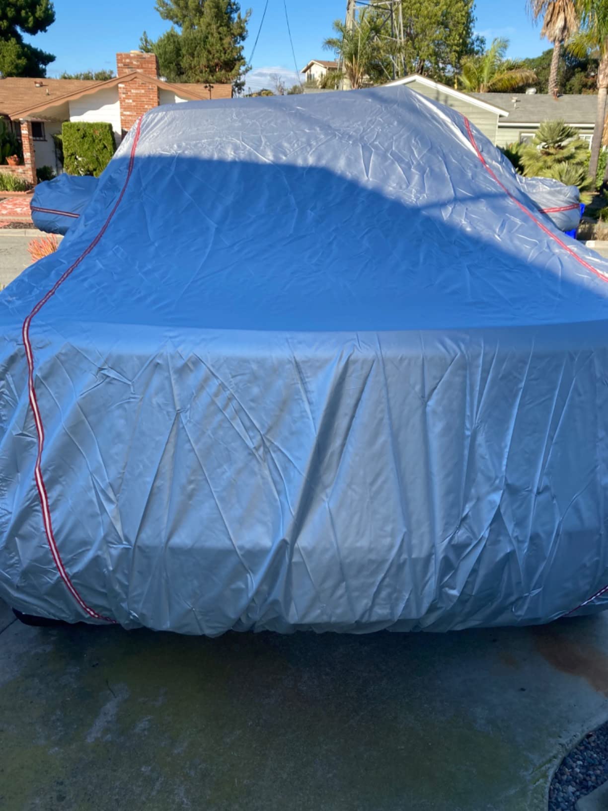 Tecoom Car Cover Waterproof All Weather, Car Covers for Automobiles w/Zipper Door, Cotton Backing Waterproof Hail Car Cover, Snowproof Sun UV Protection Windproof, Universal Fit for Sedan (170