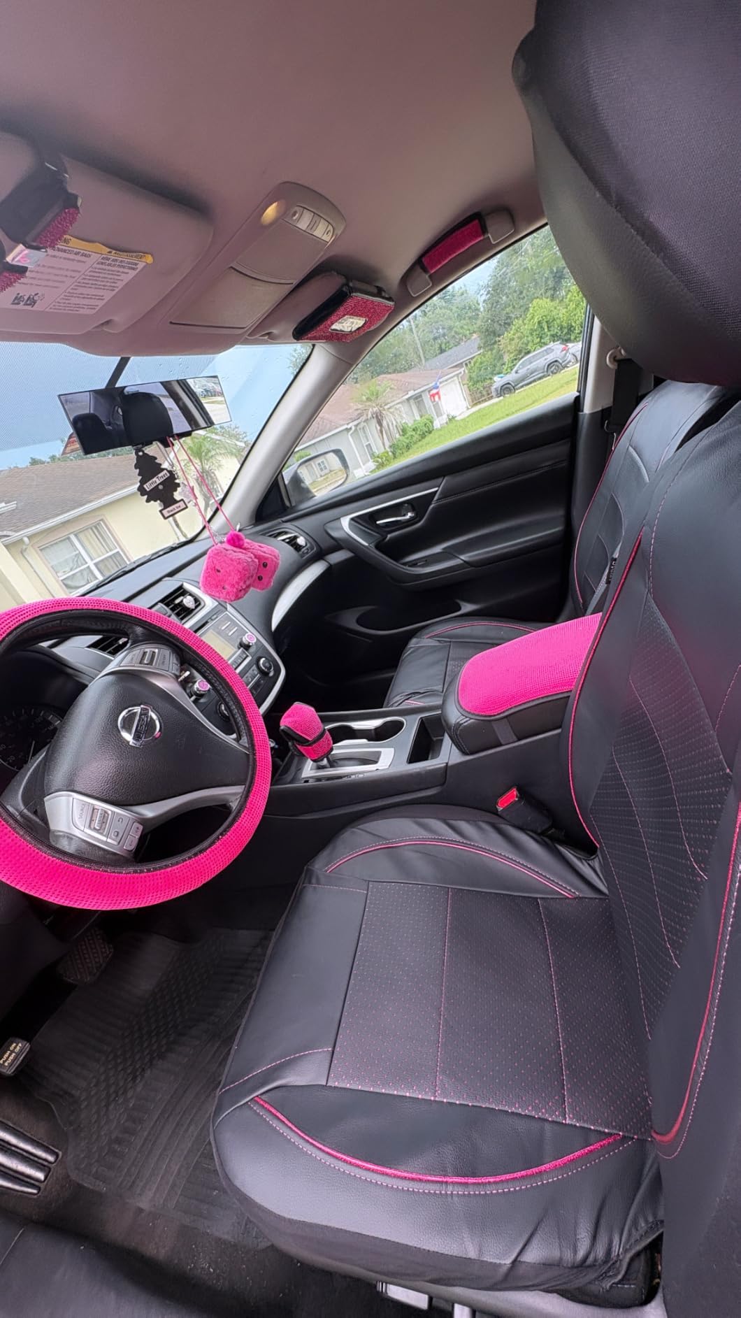CAR PASS Universal Reflect Piping Leather Car Seat Cover, Fit for SUVs, Van, Trucks, Airbag Compatible, Inside Zipper Design and Reserved Opening Holes (Full Set, Black and Grey) customer photo 2