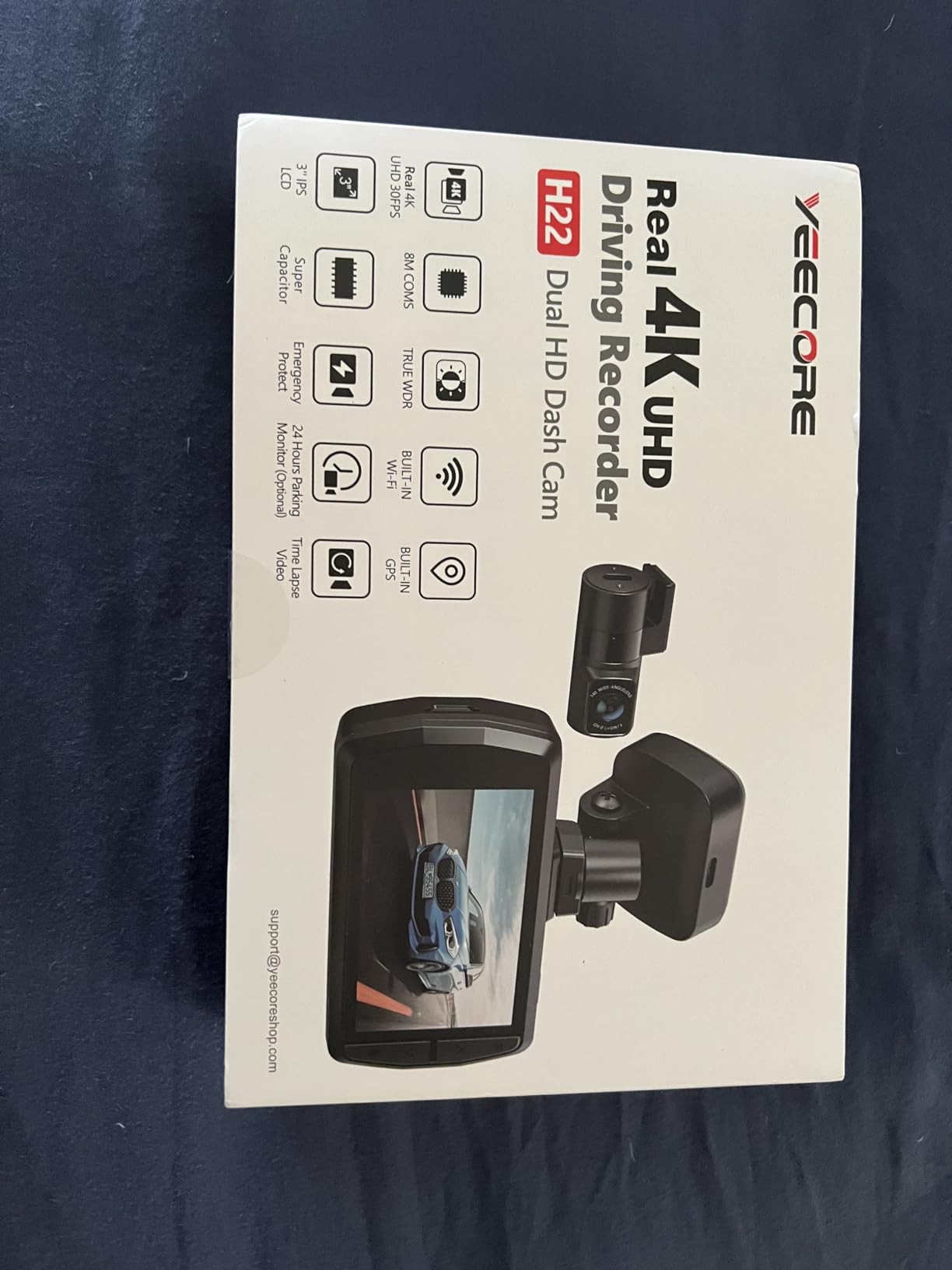 YEECORE 4K Dash Cam Front and Rear, Built-in WiFi GPS, 3