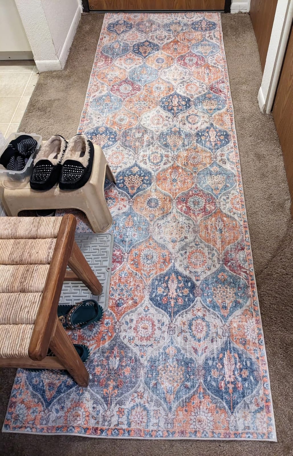 Lahome Moroccan Washable Area Rugs 8x10, 8x10 Rugs for Living Room Bedroom, Non Slip Low Pile Distressed Stain Resistant Rug for Kids Pets High Traffic Areas Elise, Burnt Orange customer photo 2