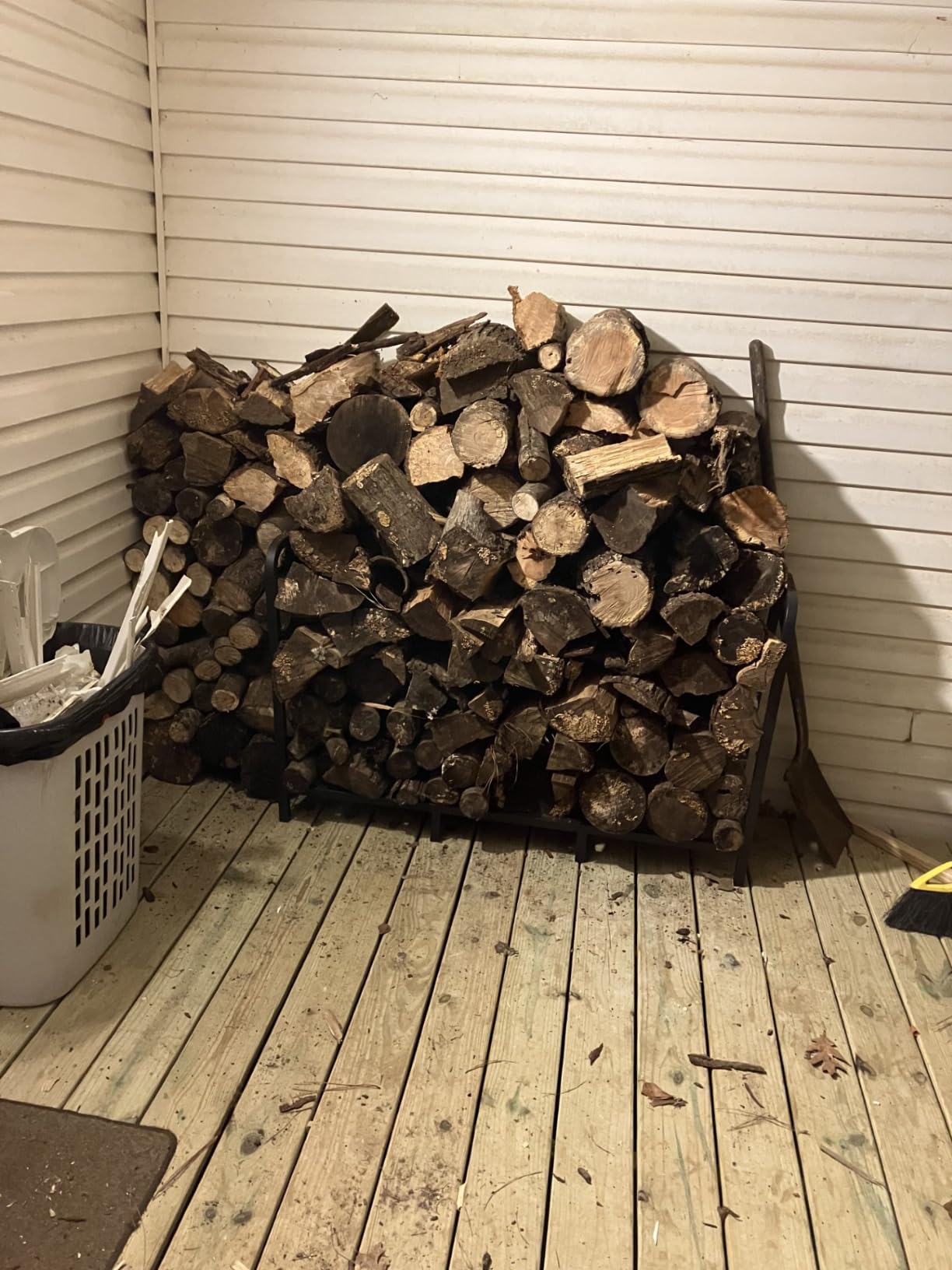 4ft Firewood Rack Holder, Adjustable Heavy Duty Fire Log Stacker Stand for Fireplace, Outdoor Indoor Metal Wood Pile Storage Organizer, Patio Logs Stand tool, Black customer photo 1