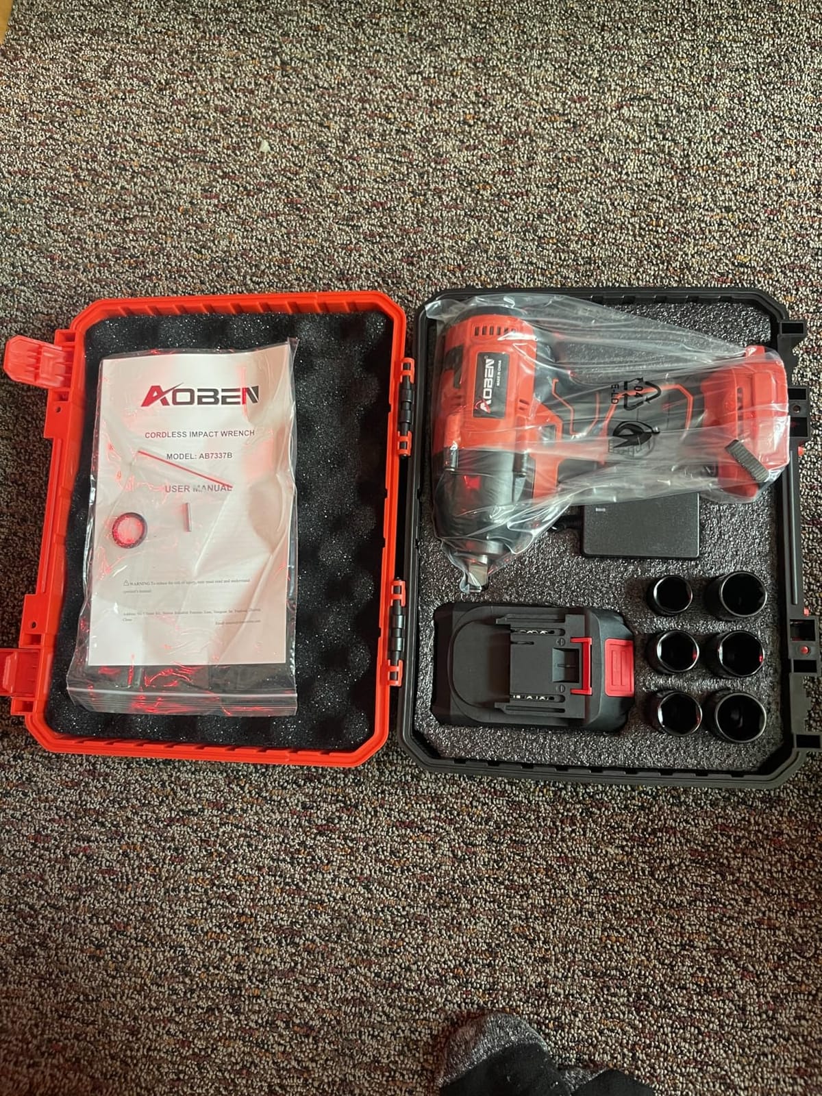 AOBEN Cordless Impact Wrench 1/2 Inch, Power Impact Gun Kit, Max 600N.M/450Ft-lbs High Torque Electric Impact Driver for Car RV Tire, 4.0Ah Battery, Charger, 6 Sockets & Storage Tool Case customer photo 2
