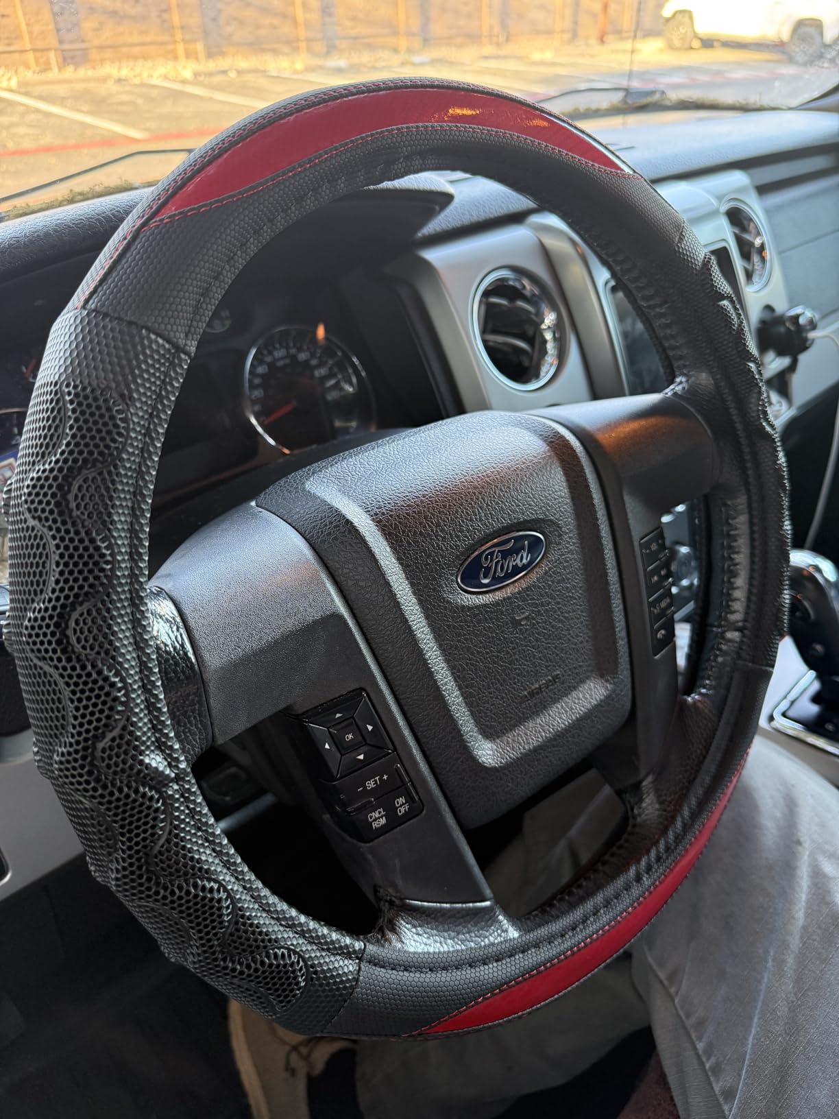 GIANT PANDA Car Steering Wheel Cover for Ford - F150 F250 F350 Expedition, (15.5-16 inches - Black+Gray) customer photo 2