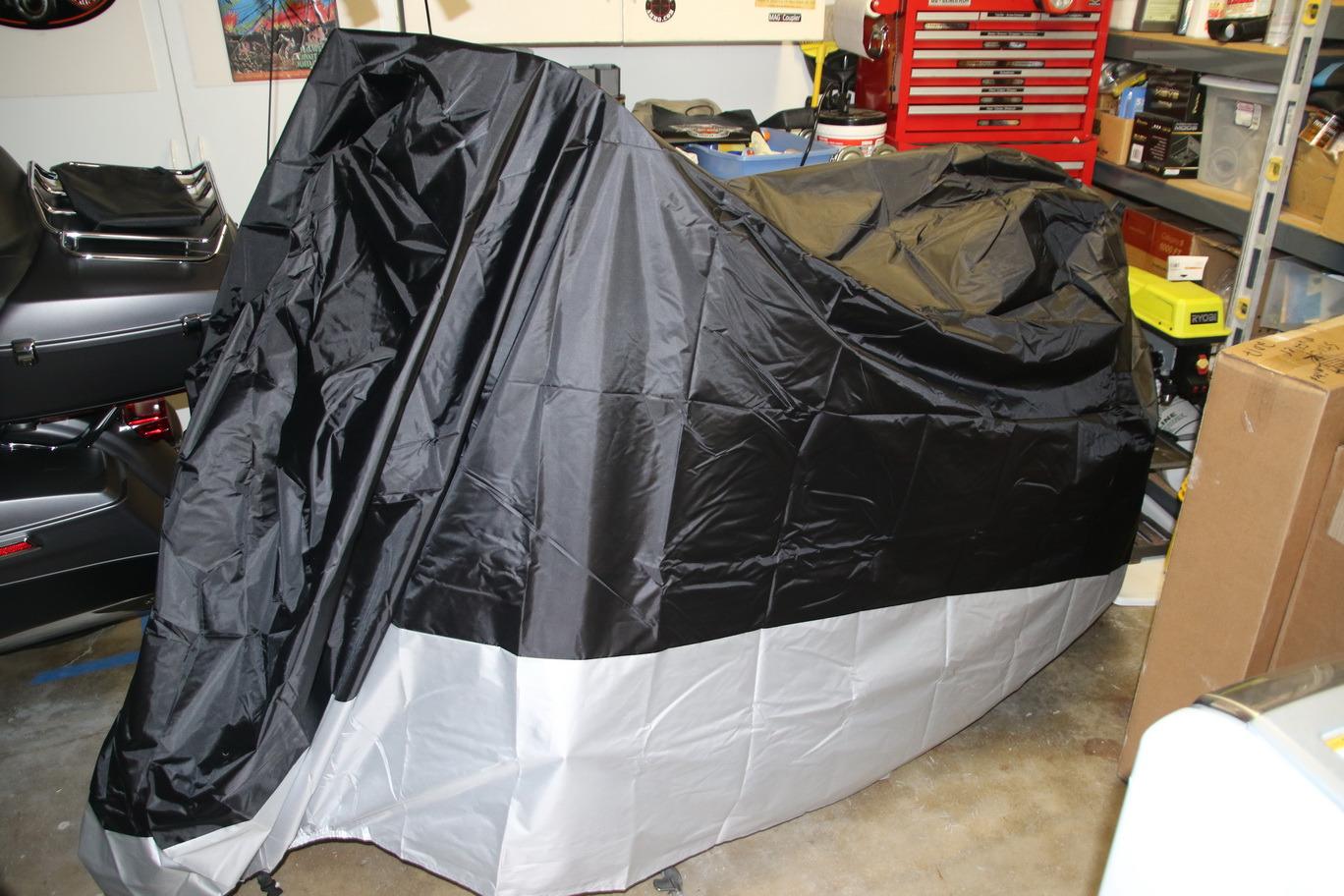 XYZCTEM Motorcycle Cover All Season Waterproof Sun-Proof Outdoor | Fits up to 108'' Motorcycle Covers, Fits for Harley Davidson, Honda, Suzuki, Kawasaki, Yamaha, with Lock Hole, Black customer photo 2