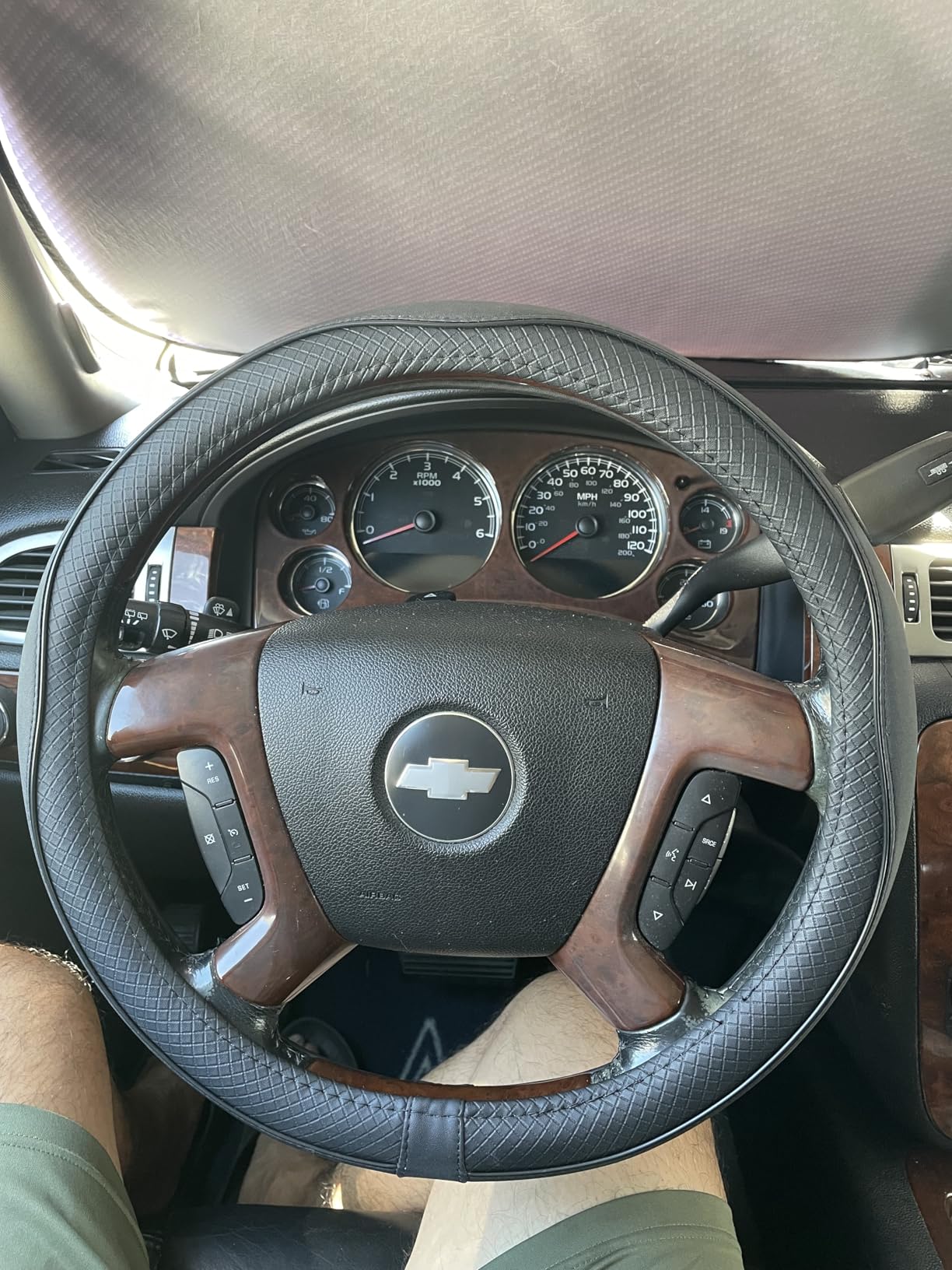Car Steering Wheel Cover for Chevy Silverado 1500 2500 3500, Tahoe, Equinox, Traverse, Colorado, Automotive Accessories for Chevy, Sporty Design, Black customer photo 1