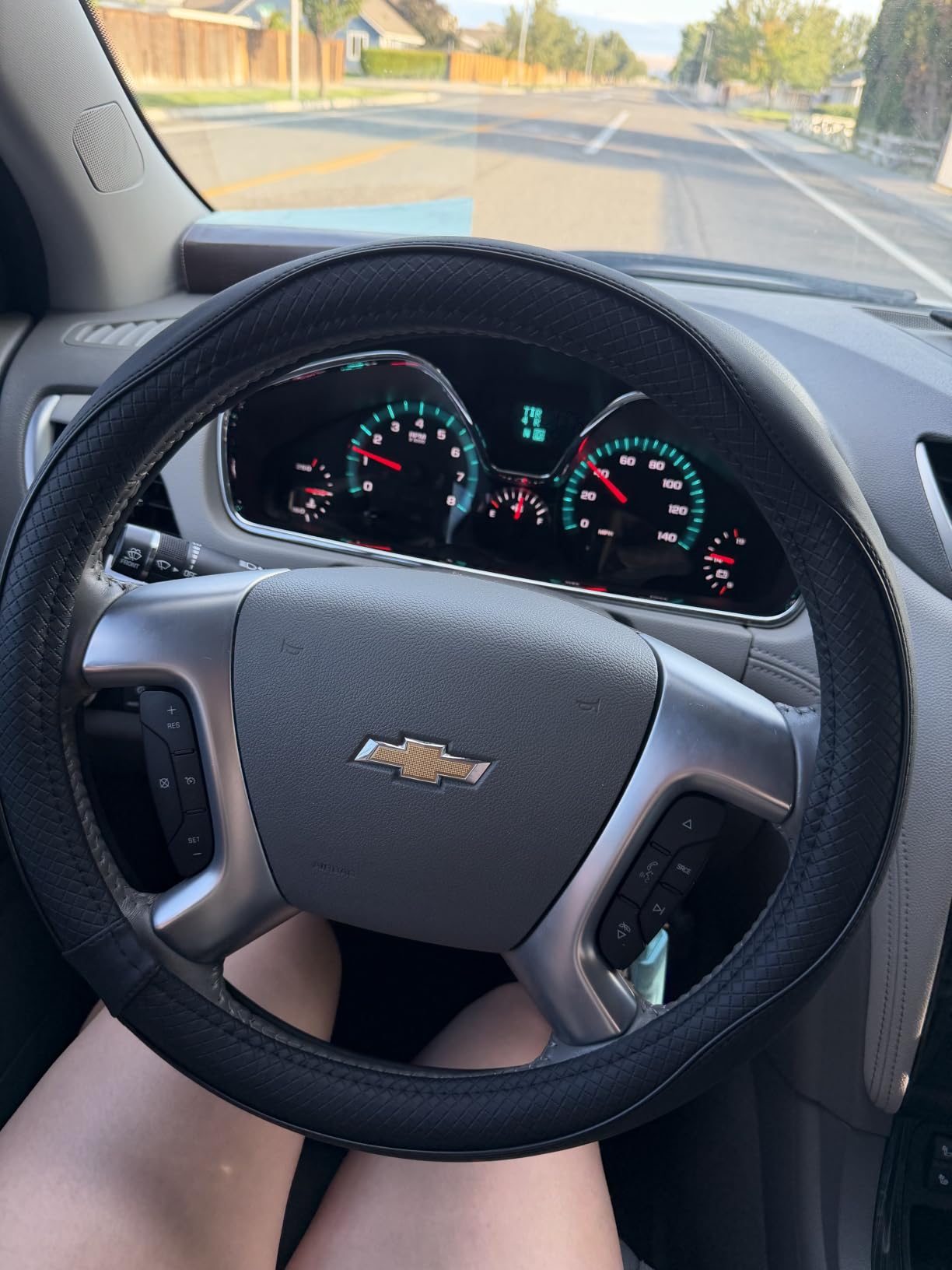 Car Steering Wheel Cover for Chevy Silverado 1500 2500 3500, Tahoe, Equinox, Traverse, Colorado, Automotive Accessories for Chevy, Sporty Design, Black customer photo 2