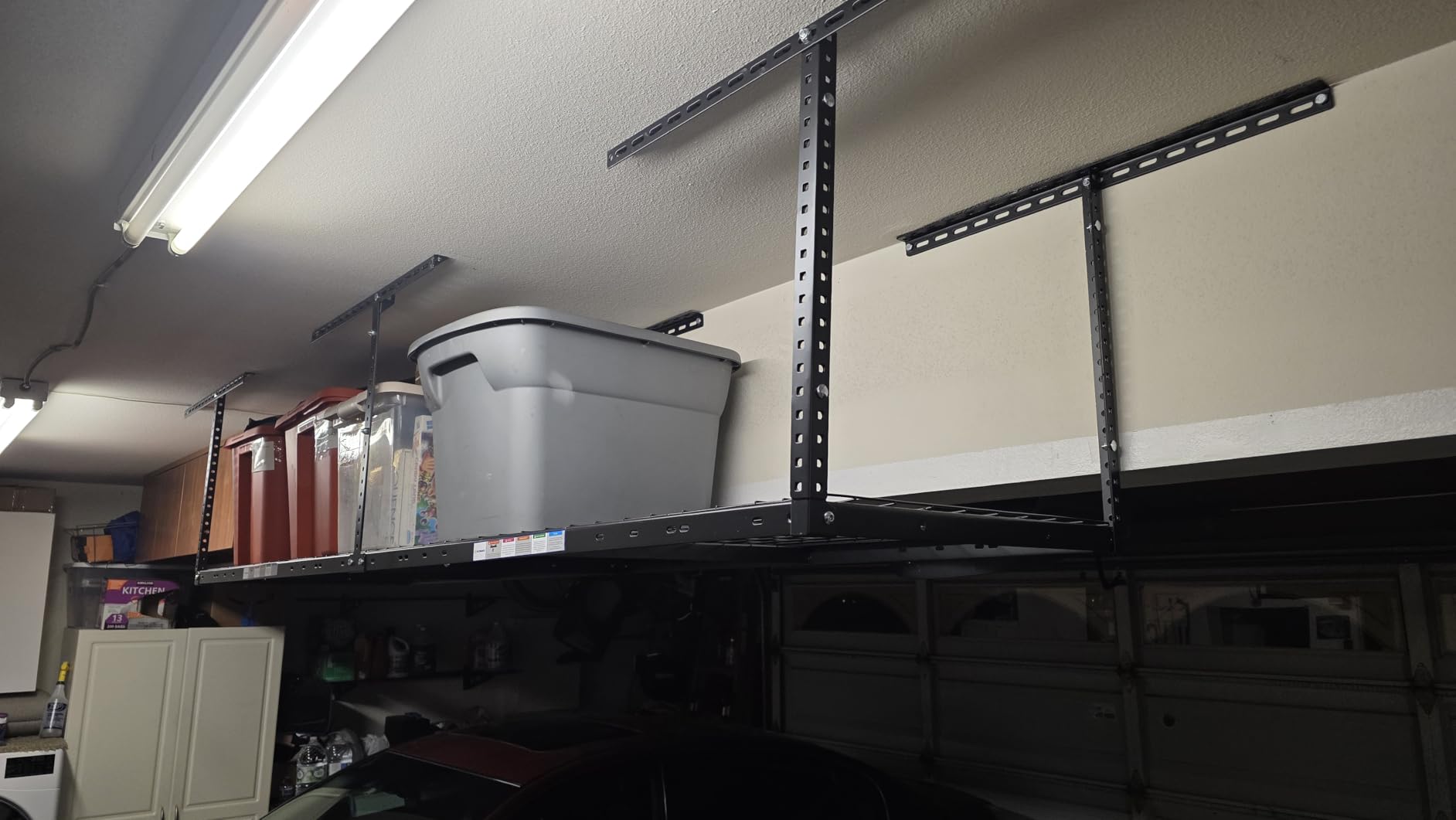 4x8ft Overhead Ceiling Garage Storage Rack, 750LBS Capacity, Black | 22