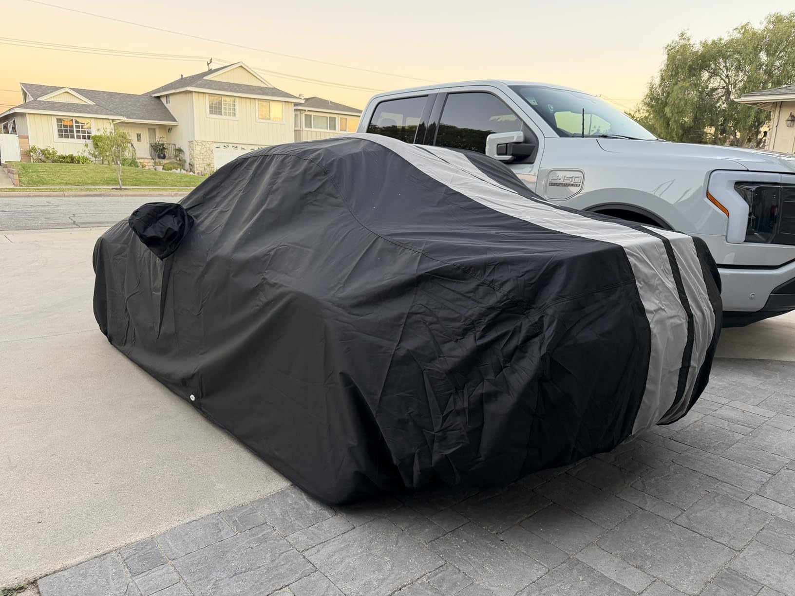 SR1 Performance USA Mazda Miata Car Cover Custom Fit 1989-2026 MX-5 NA NB NC ND Convertible Indoor Outdoor Ultraguard 300D Water Resistant Breathable - Black with Gray Stripes customer photo 1